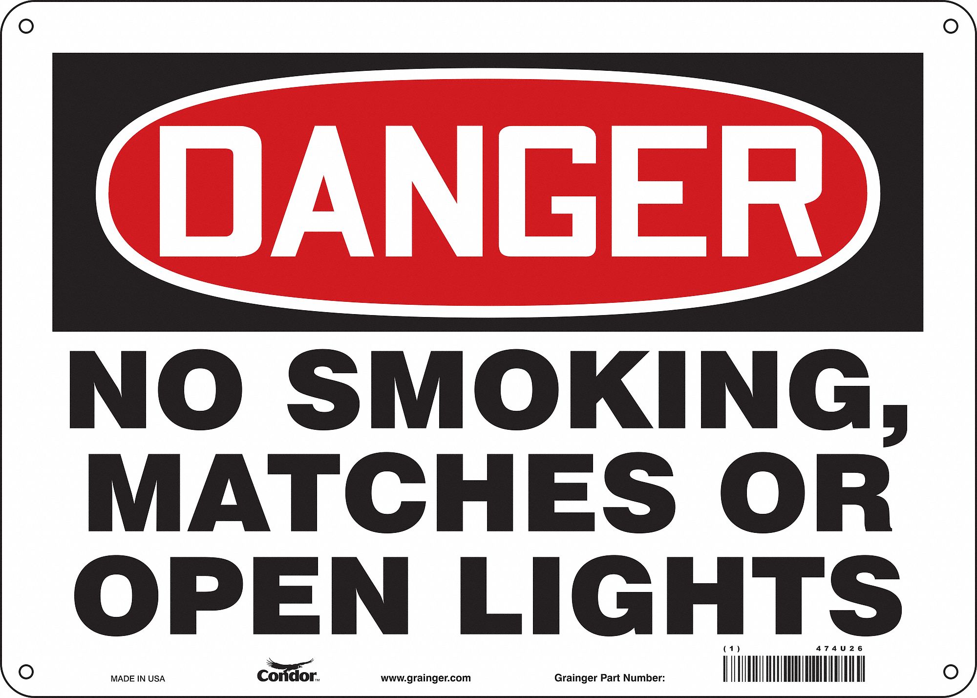Safety Sign: Polyethylene, Mounting Holes Sign Mounting, 10 in x 14 in Nominal Sign Size