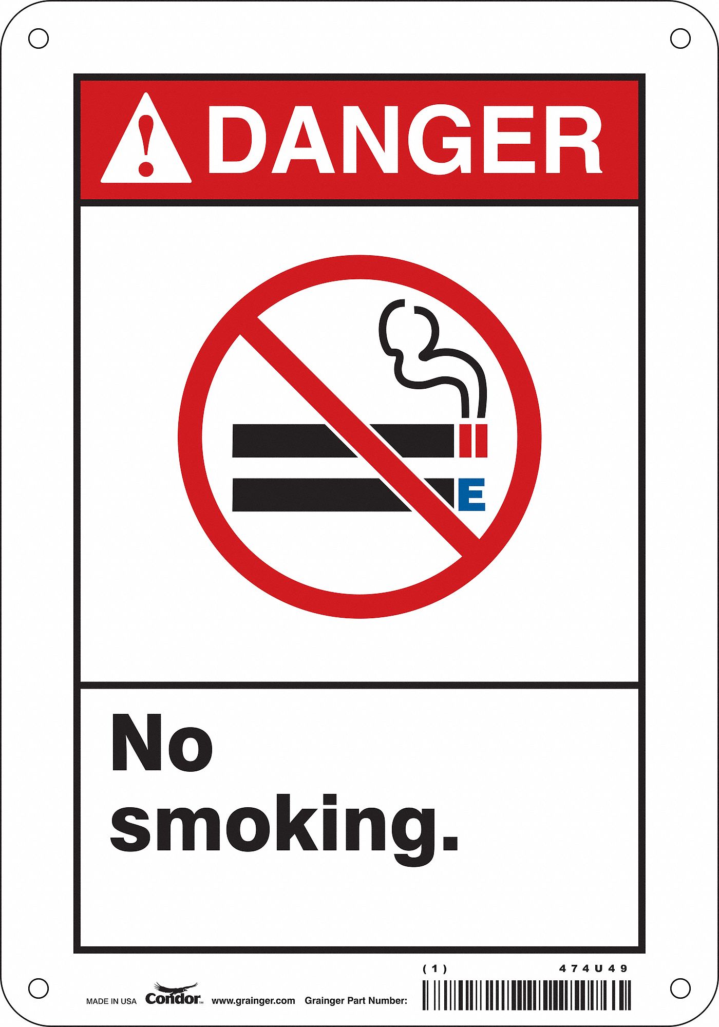 Safety Sign: Aluminum, Mounting Holes Sign Mounting, 10 in x 7 in Nominal Sign Size, 0.032 in Thick
