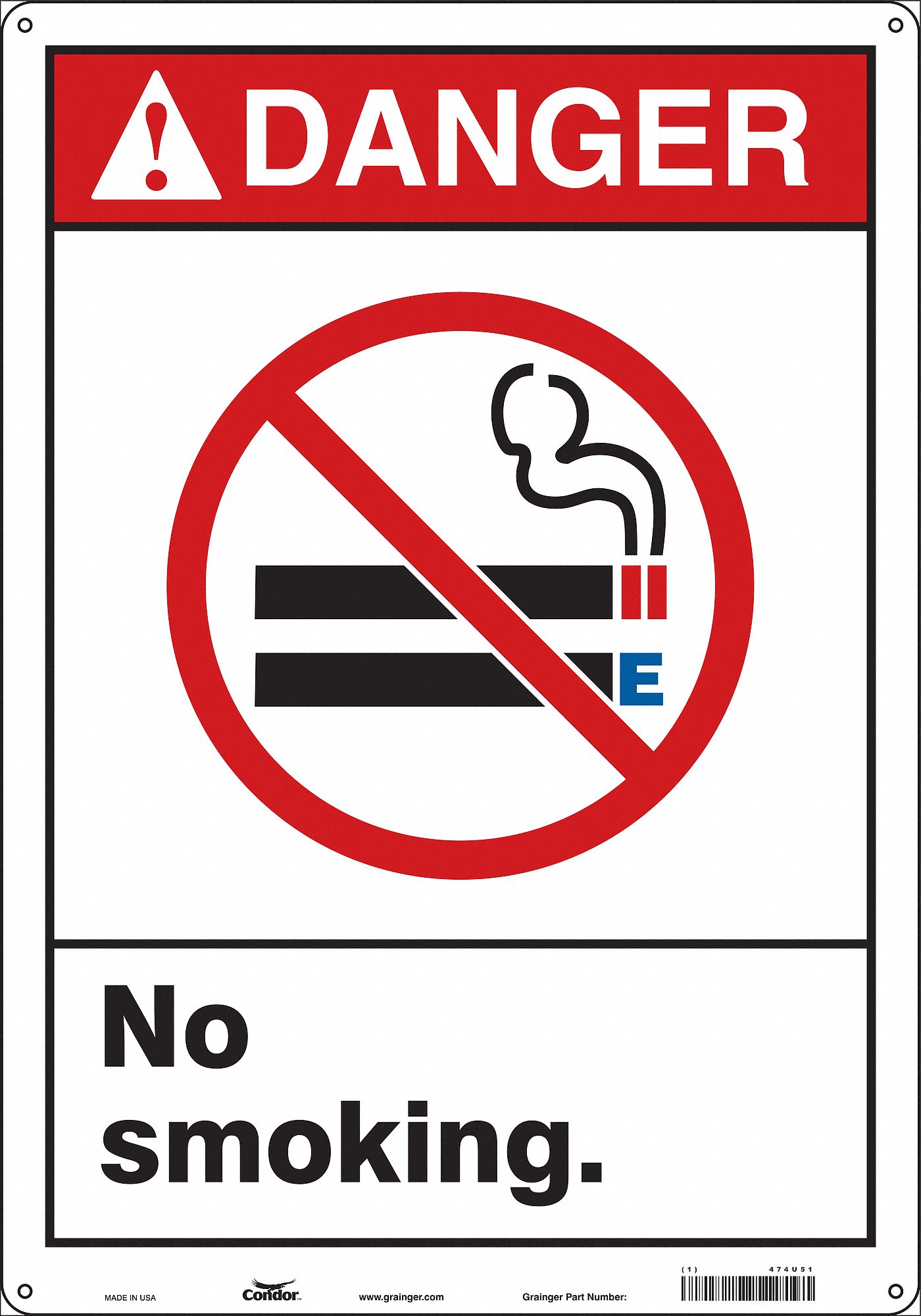Safety Sign: Aluminum, Mounting Holes Sign Mounting, 14 in x 20 in Nominal Sign Size, 0.032 in Thick