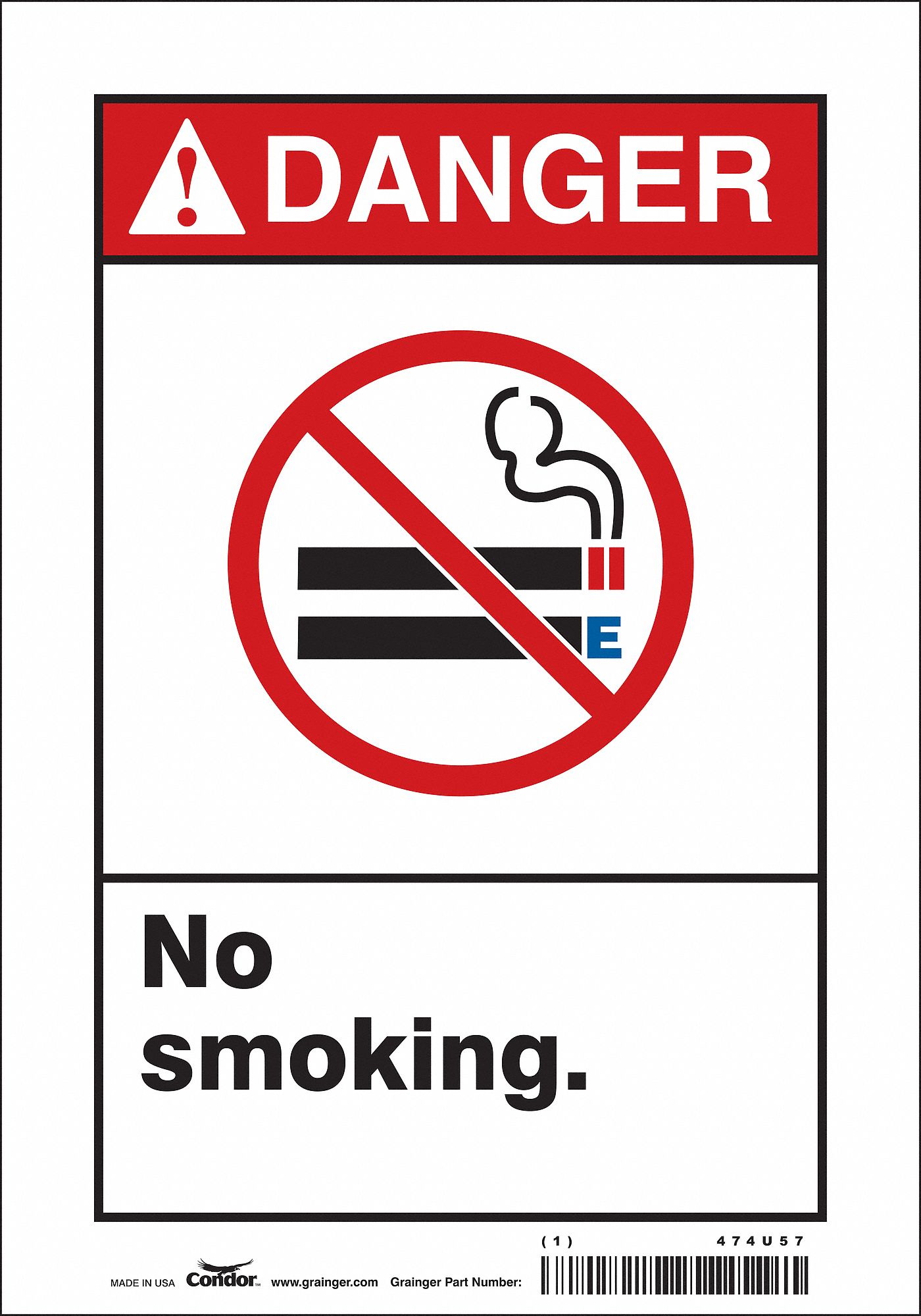 Safety Sign: Vinyl, Adhesive Sign Mounting, 10 in x 7 in Nominal Sign Size, Not Retroreflective