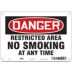 Danger: Restricted Area No Smoking At Any Time Signs