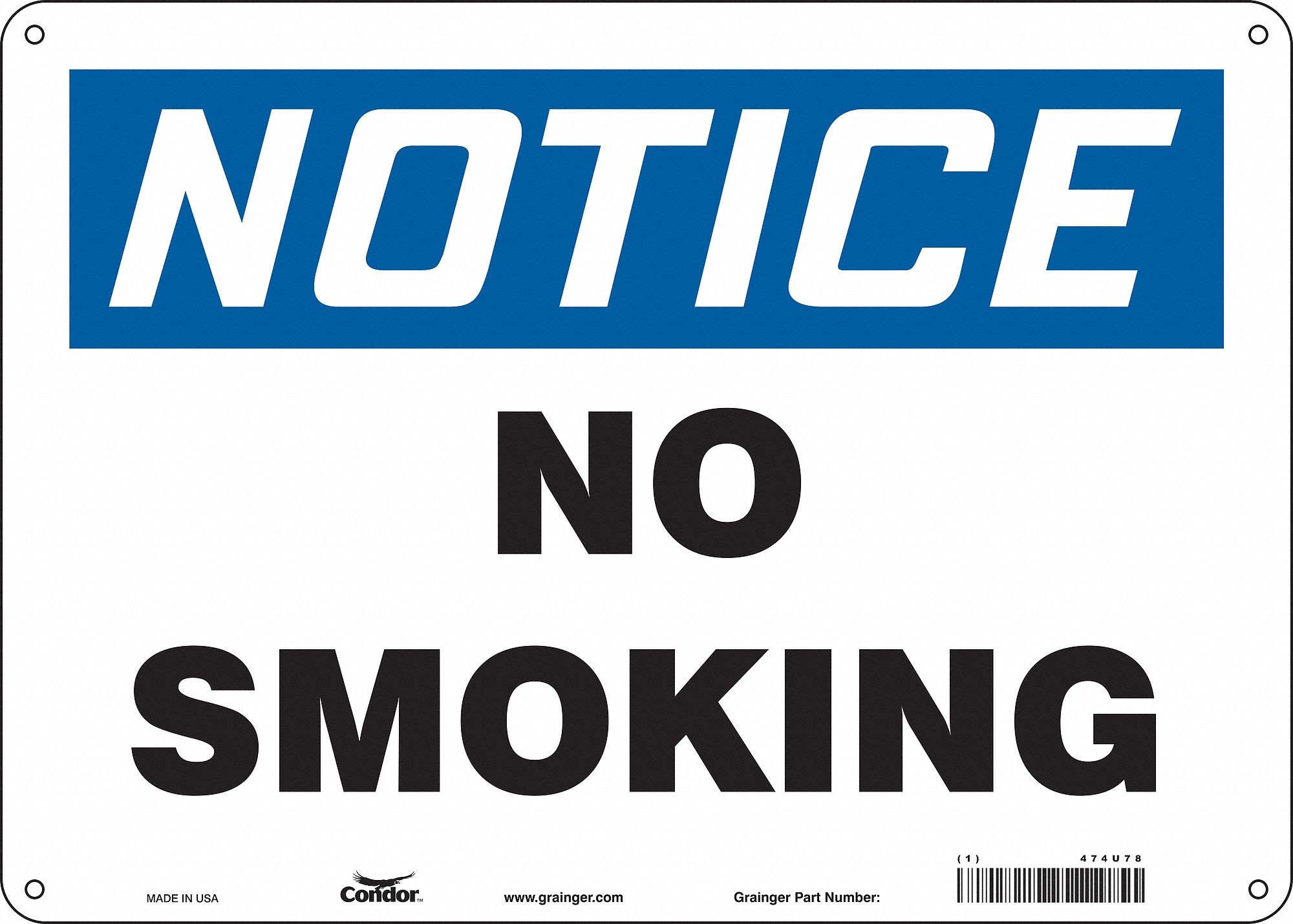 Safety Sign: Aluminum, Mounting Holes Sign Mounting, 10 in x 14 in Nominal Sign Size, 0.032 in Thick