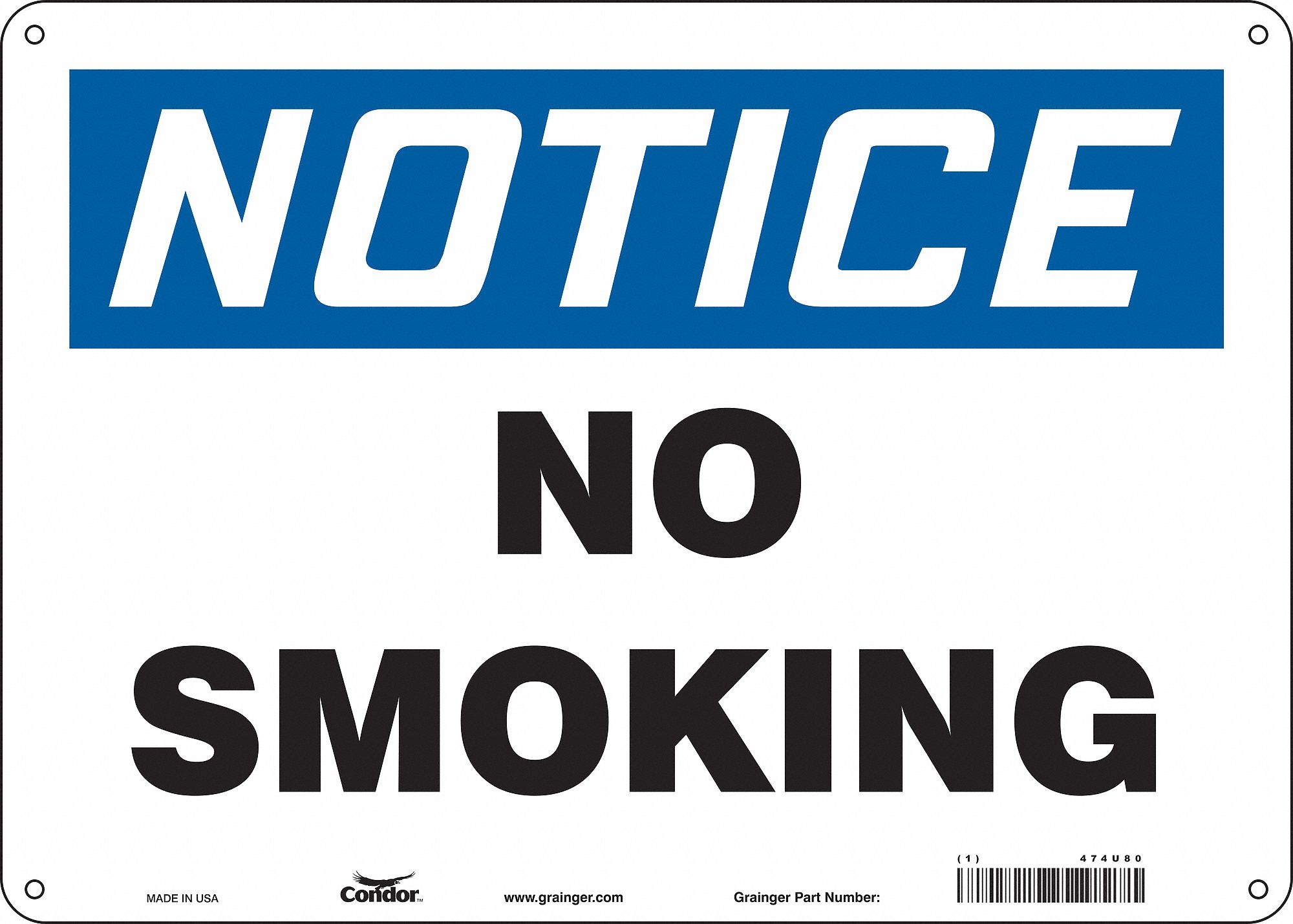 Safety Sign: Polyethylene, Mounting Holes Sign Mounting, 10 in x 14 in Nominal Sign Size