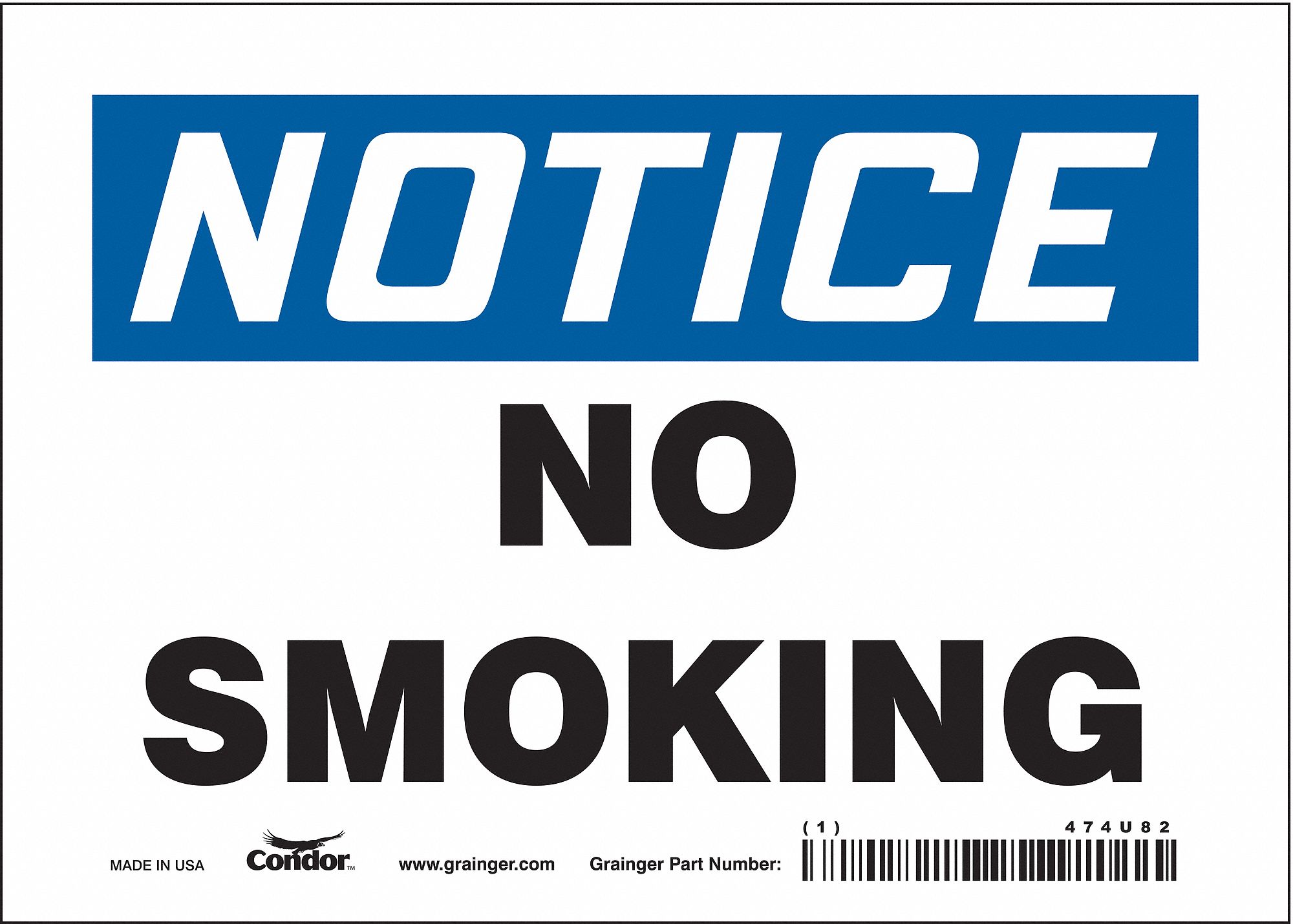 Safety Sign: Vinyl, Adhesive Sign Mounting, 5 in x 7 in Nominal Sign Size, Not Retroreflective