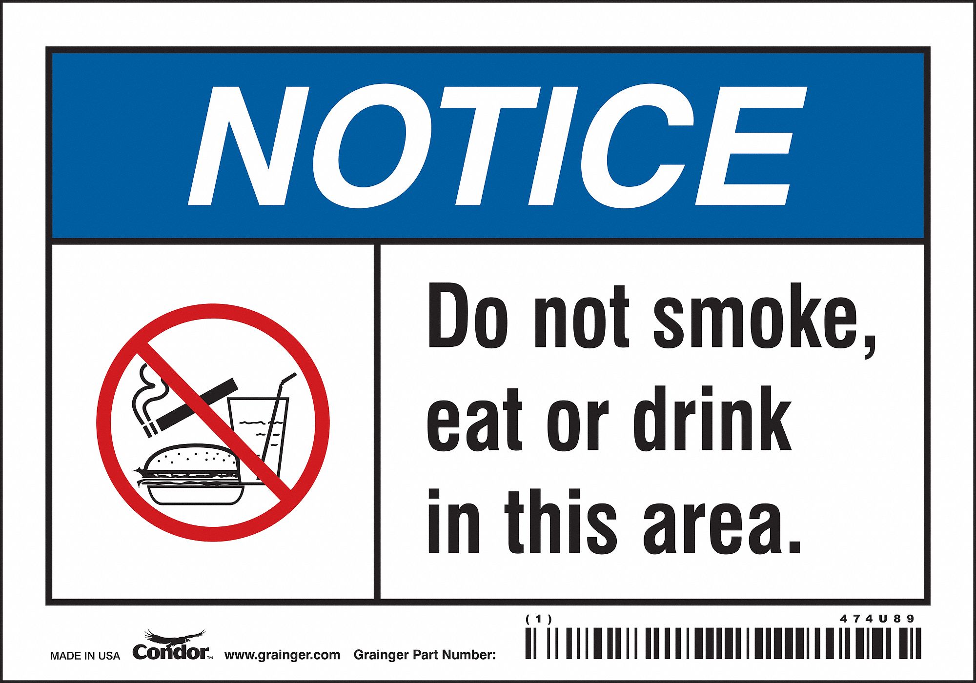 Safety Sign, 3.5in x 5in, Vinyl