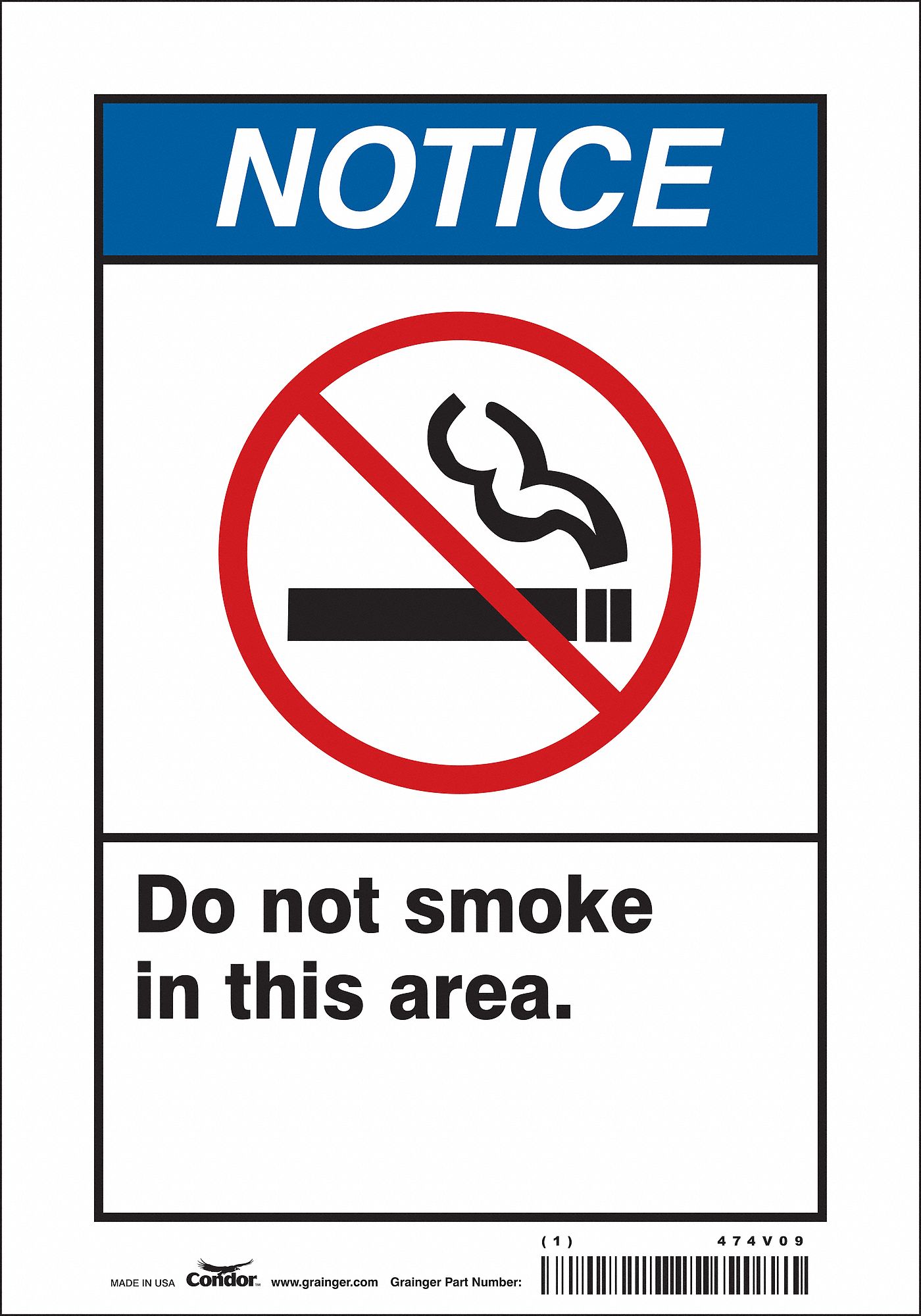Safety Sign: Vinyl, Adhesive Sign Mounting, 10 in x 7 in Nominal Sign Size, Not Retroreflective