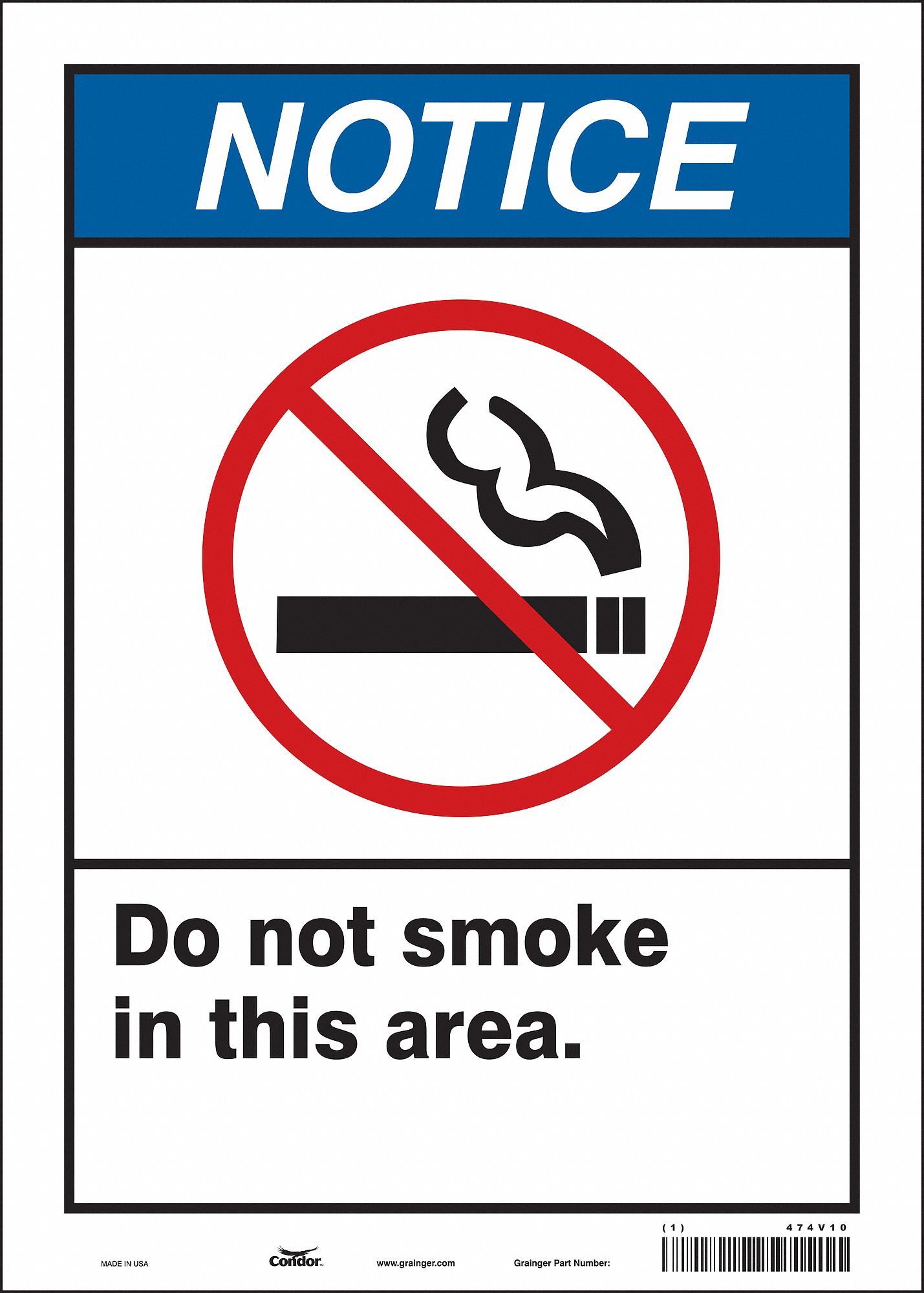 Safety Sign: Vinyl, Adhesive Sign Mounting, 14 in x 10 in Nominal Sign Size, Not Retroreflective