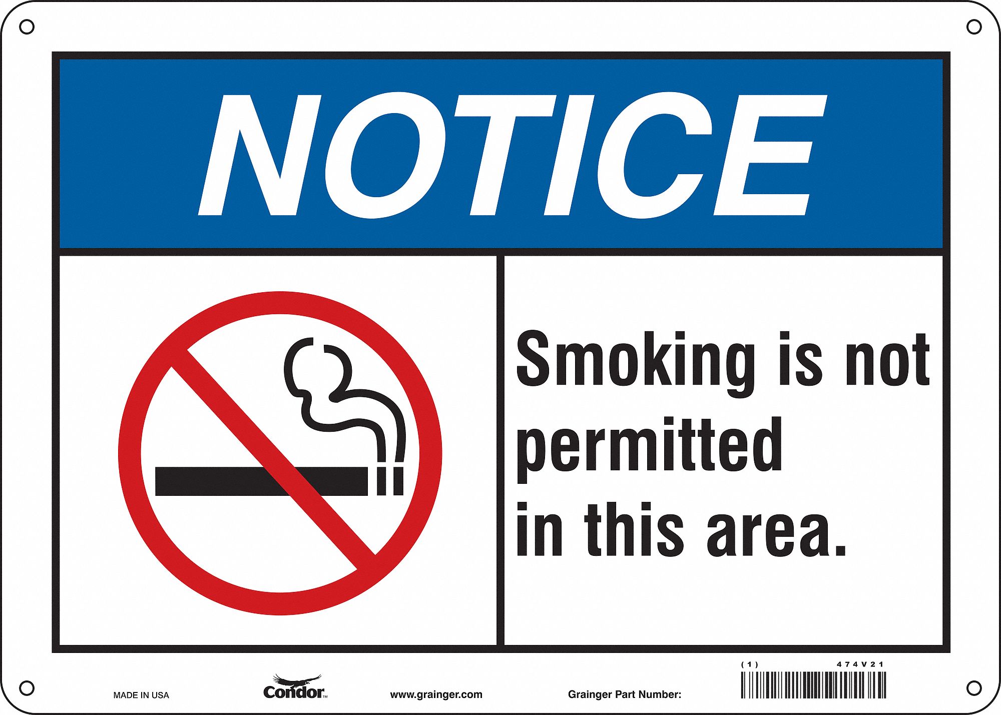 Safety Sign: Polyethylene, Mounting Holes Sign Mounting, 10 in x 14 in Nominal Sign Size