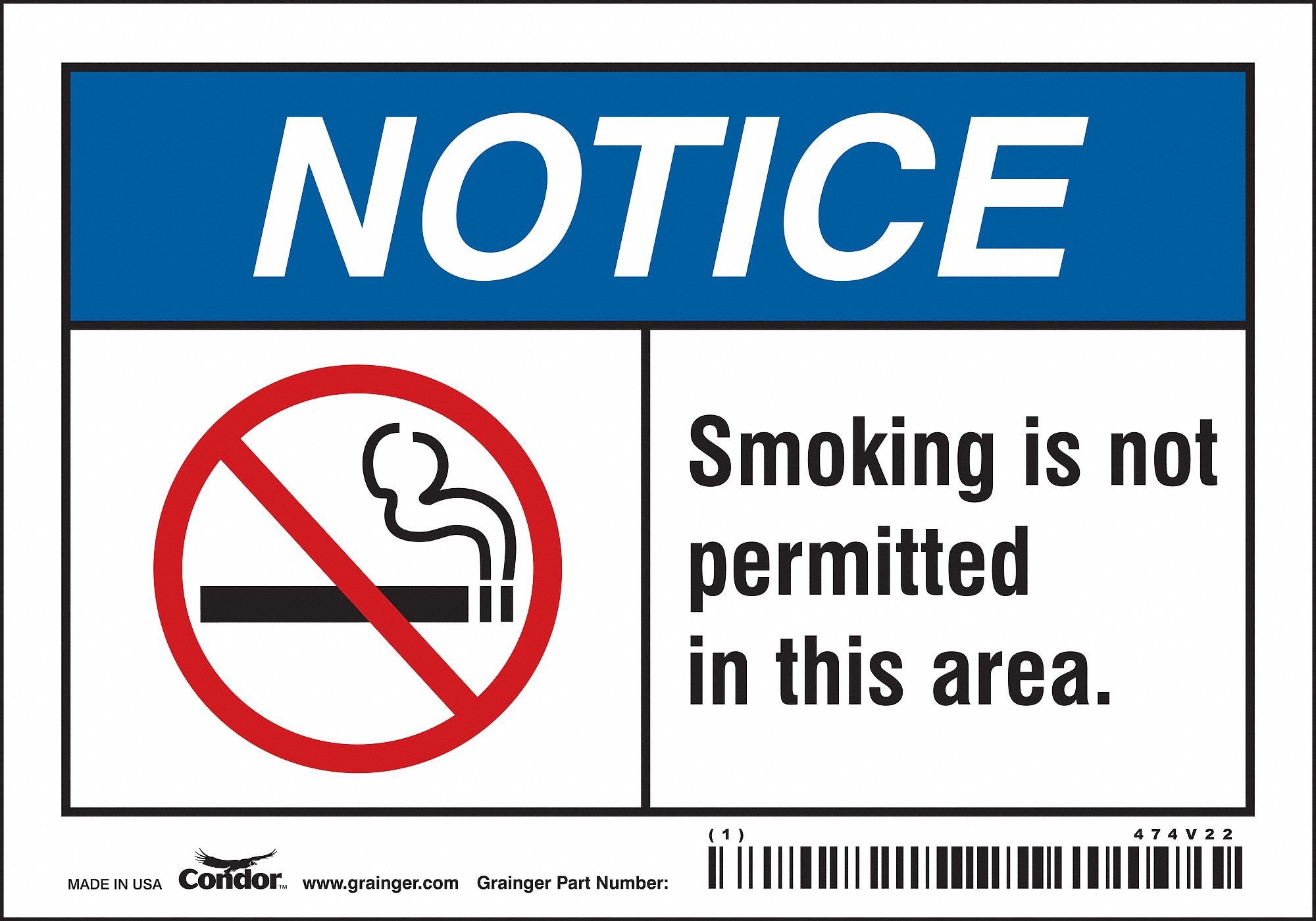 Safety Sign: Vinyl, Adhesive Sign Mounting, 3 1/2 in x 5 in Nominal Sign Size, Not Retroreflective