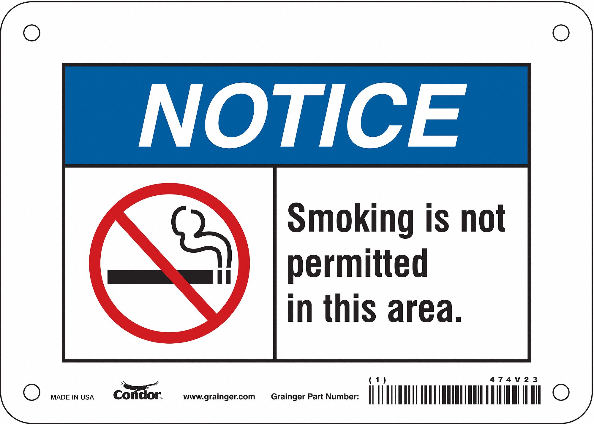 Safety Sign: Vinyl, Adhesive Sign Mounting, 5 in x 7 in Nominal Sign Size, Not Retroreflective