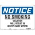 Notice: No Smoking Violation Will Result In Disciplinary Action Signs