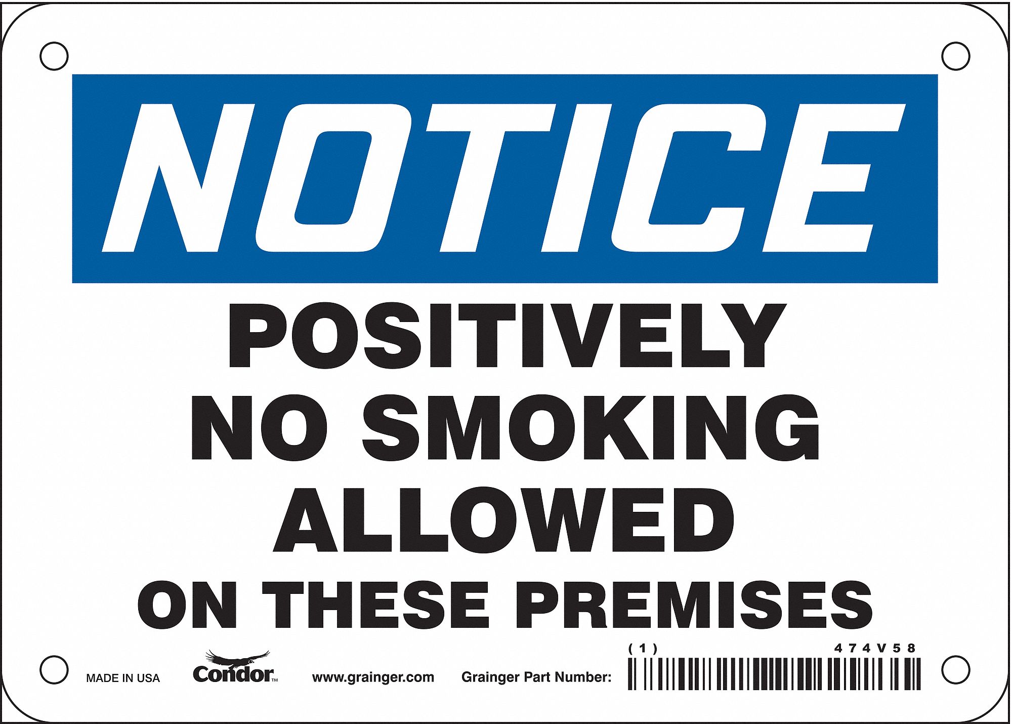 Safety Sign: Vinyl, Adhesive Sign Mounting, 5 in x 7 in Nominal Sign Size, Not Retroreflective