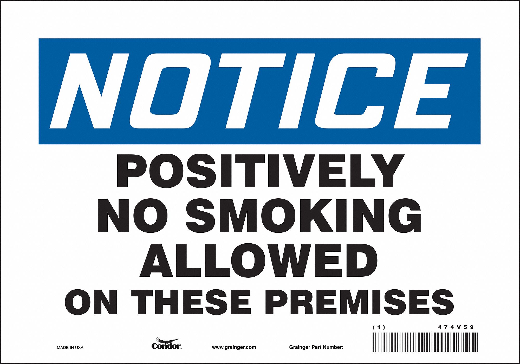 Safety Sign: Vinyl, Adhesive Sign Mounting, 7 in x 10 in Nominal Sign Size, Not Retroreflective