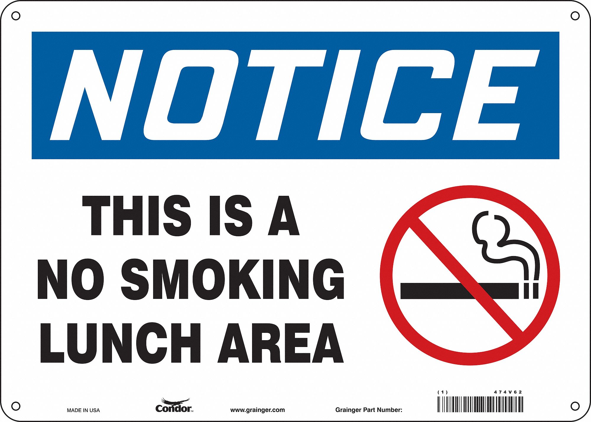Safety Sign: Aluminum, Mounting Holes Sign Mounting, 10 in x 14 in Nominal Sign Size, 0.032 in Thick