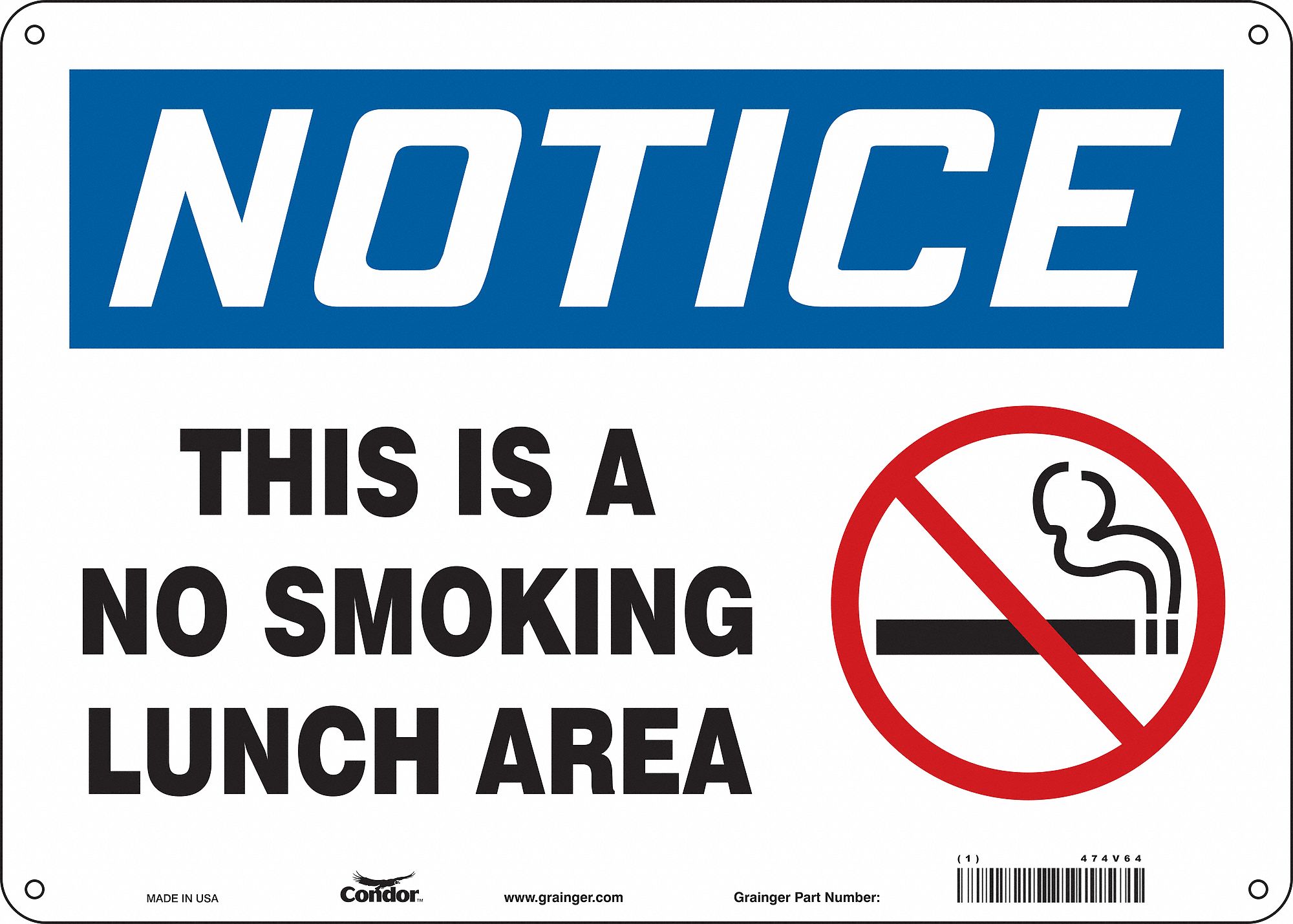 Safety Sign: Polyethylene, Mounting Holes Sign Mounting, 10 in x 14 in Nominal Sign Size