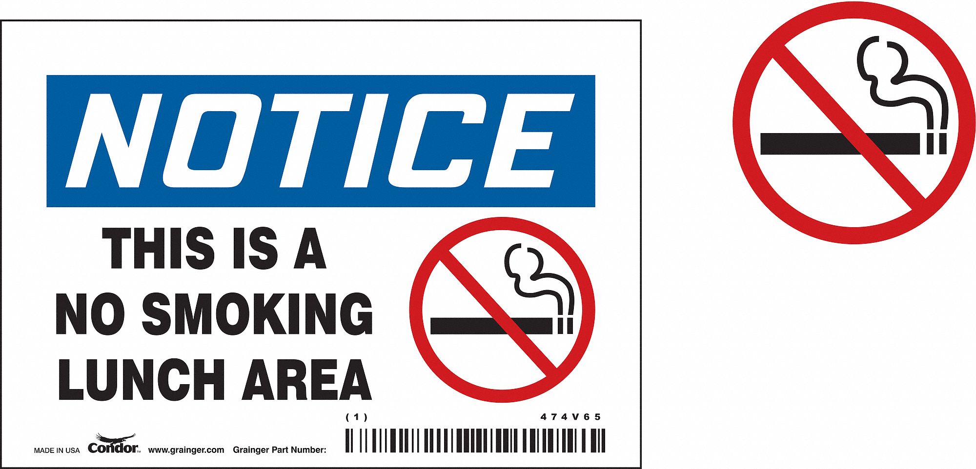 Safety Sign: Vinyl, Adhesive Sign Mounting, 3 1/2 in x 5 in Nominal Sign Size, Not Retroreflective
