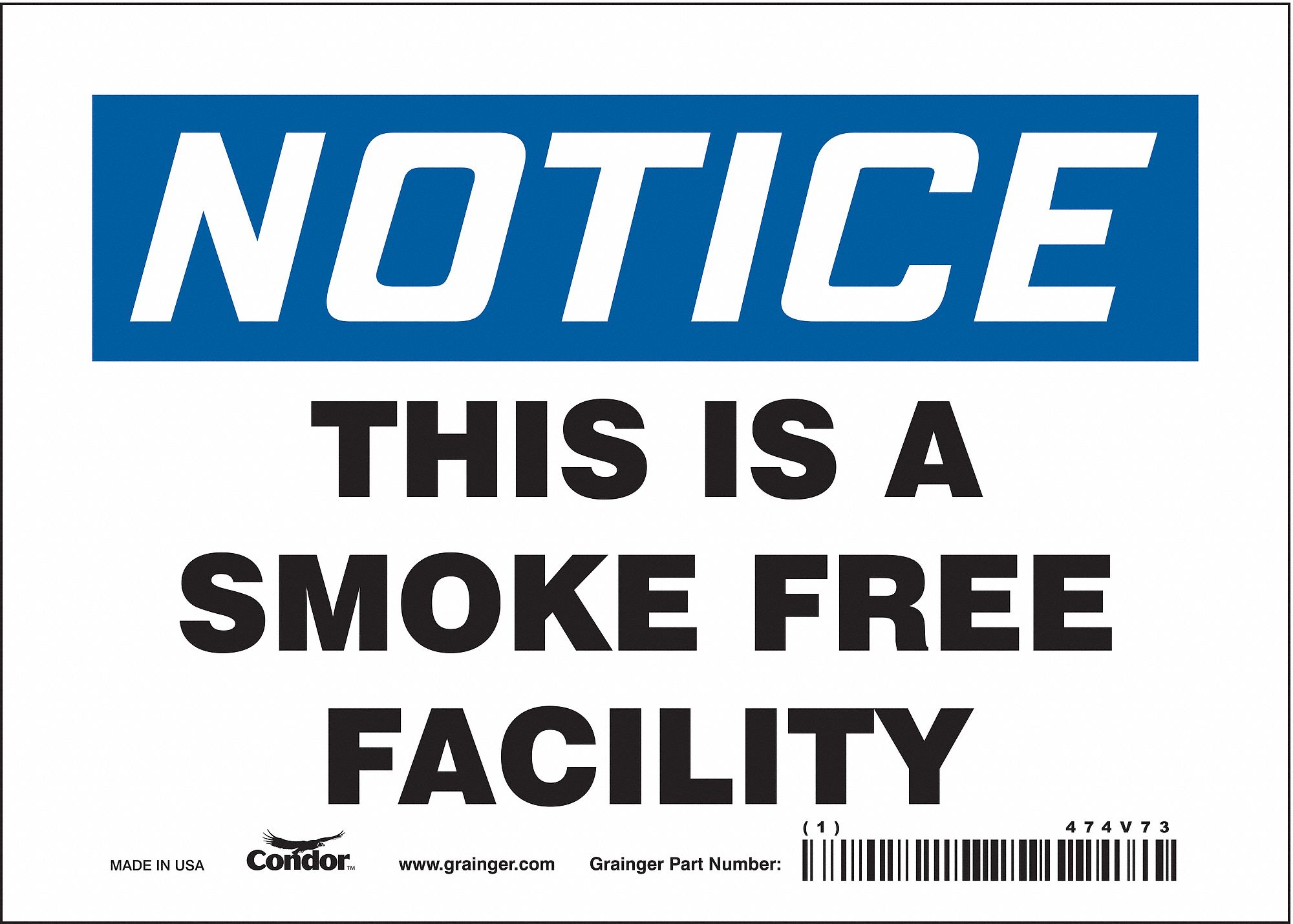 Safety Sign: Vinyl, Adhesive Sign Mounting, 5 in x 7 in Nominal Sign Size, Not Retroreflective
