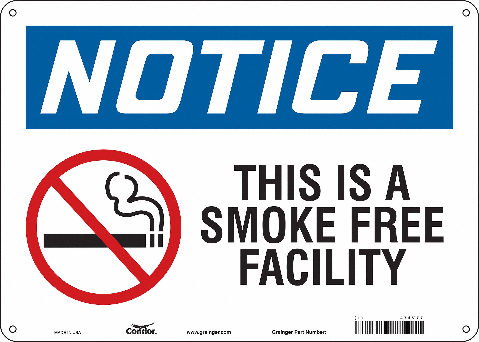 Safety Sign: Aluminum, Mounting Holes Sign Mounting, 10 in x 14 in Nominal Sign Size, 0.032 in Thick