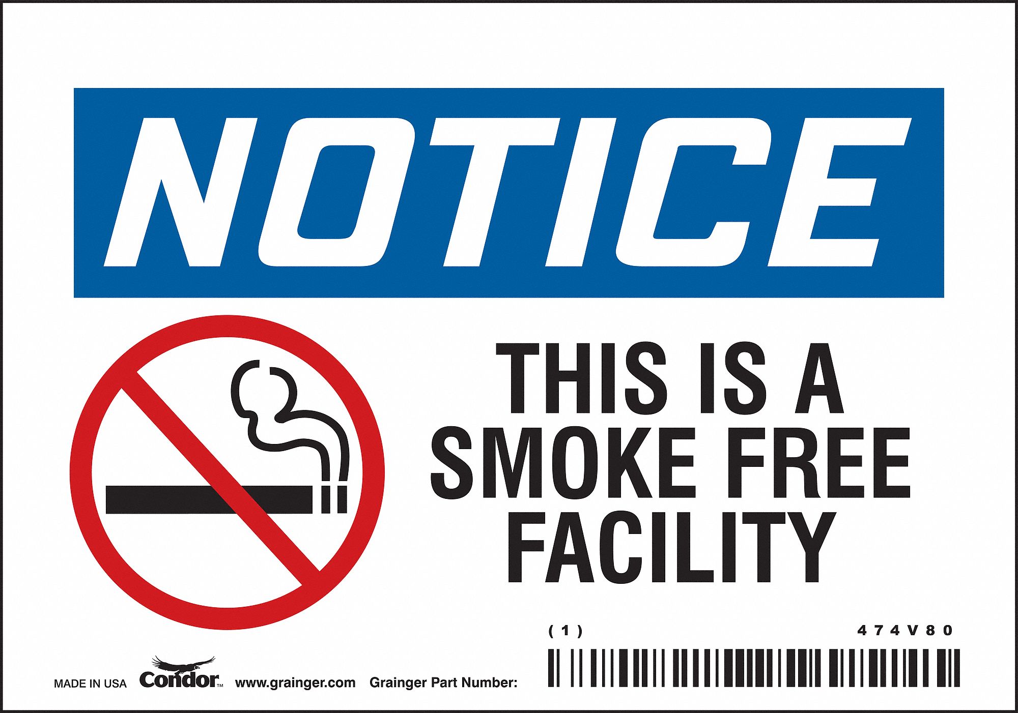 Safety Sign: Vinyl, Adhesive Sign Mounting, 3 1/2 in x 5 in Nominal Sign Size, Not Retroreflective