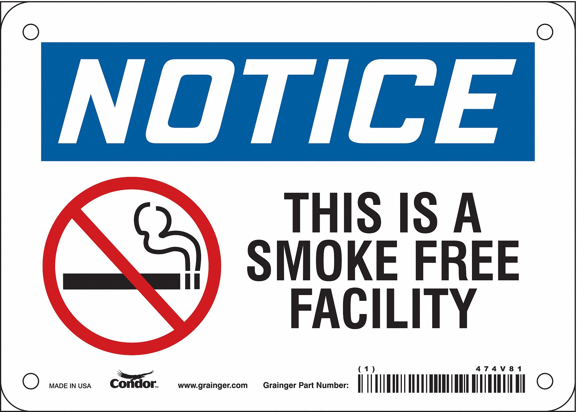 Safety Sign: Vinyl, Adhesive Sign Mounting, 5 in x 7 in Nominal Sign Size, Not Retroreflective