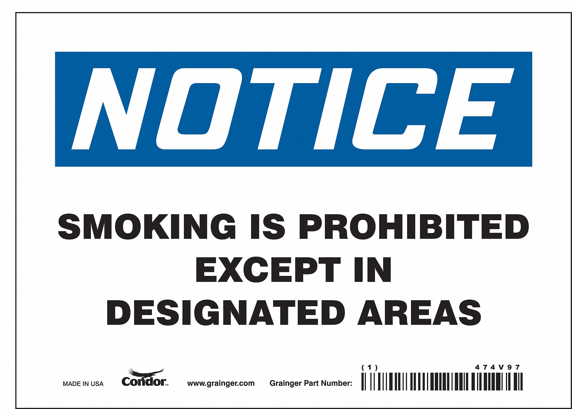 Safety Sign: Vinyl, Adhesive Sign Mounting, 5 in x 7 in Nominal Sign Size, Not Retroreflective