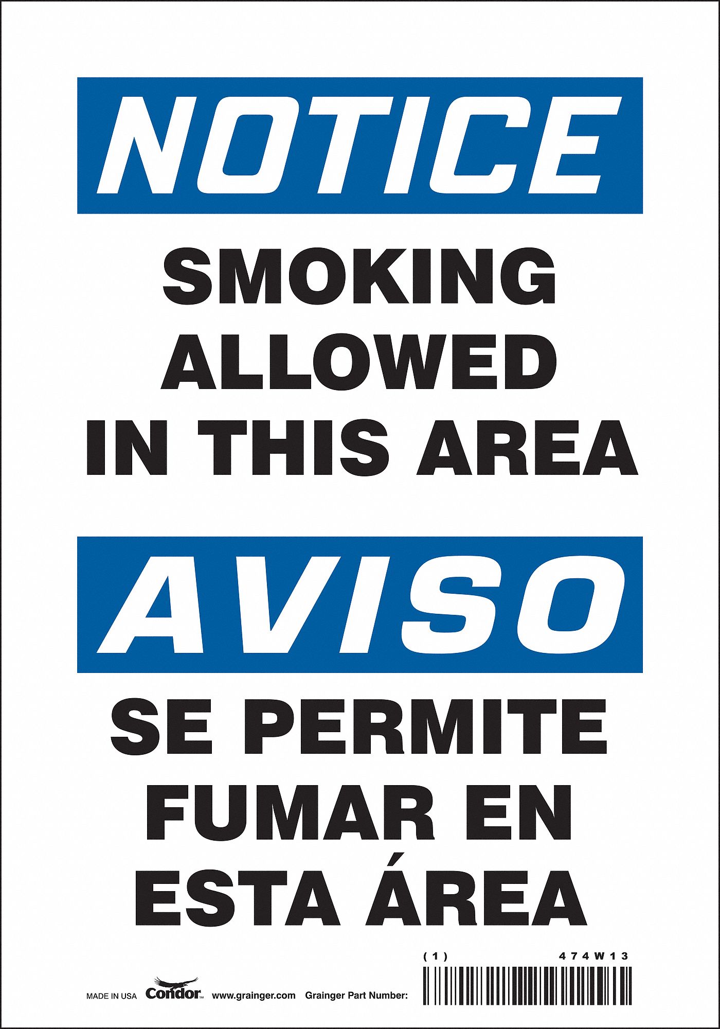 Safety Sign: Vinyl, Adhesive Sign Mounting, 10 in x 7 in Nominal Sign Size, Not Retroreflective