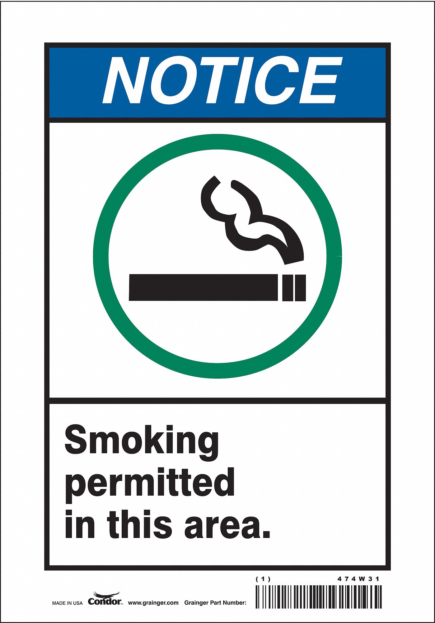 Safety Sign: Vinyl, Adhesive Sign Mounting, 10 in x 7 in Nominal Sign Size, Not Retroreflective