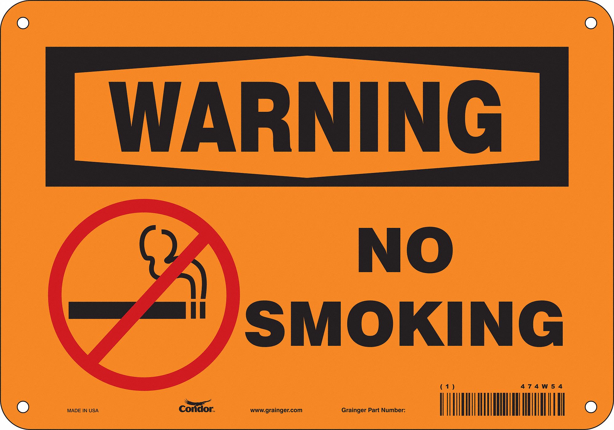 Safety Sign: Aluminum, Mounting Holes Sign Mounting, 7 in x 10 in Nominal Sign Size, 0.032 in Thick