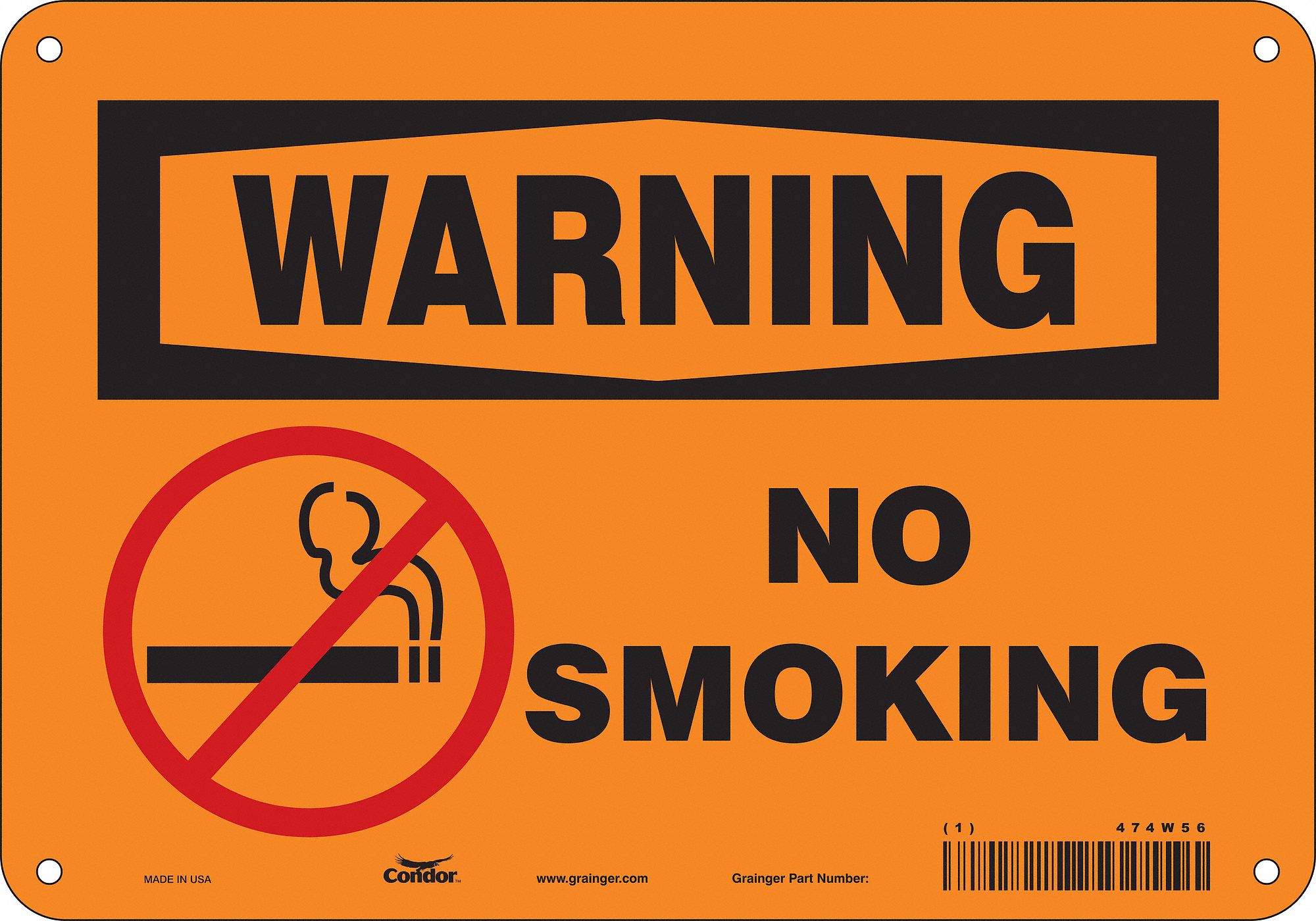 Safety Sign: Polyethylene, Mounting Holes Sign Mounting, 7 in x 10 in Nominal Sign Size