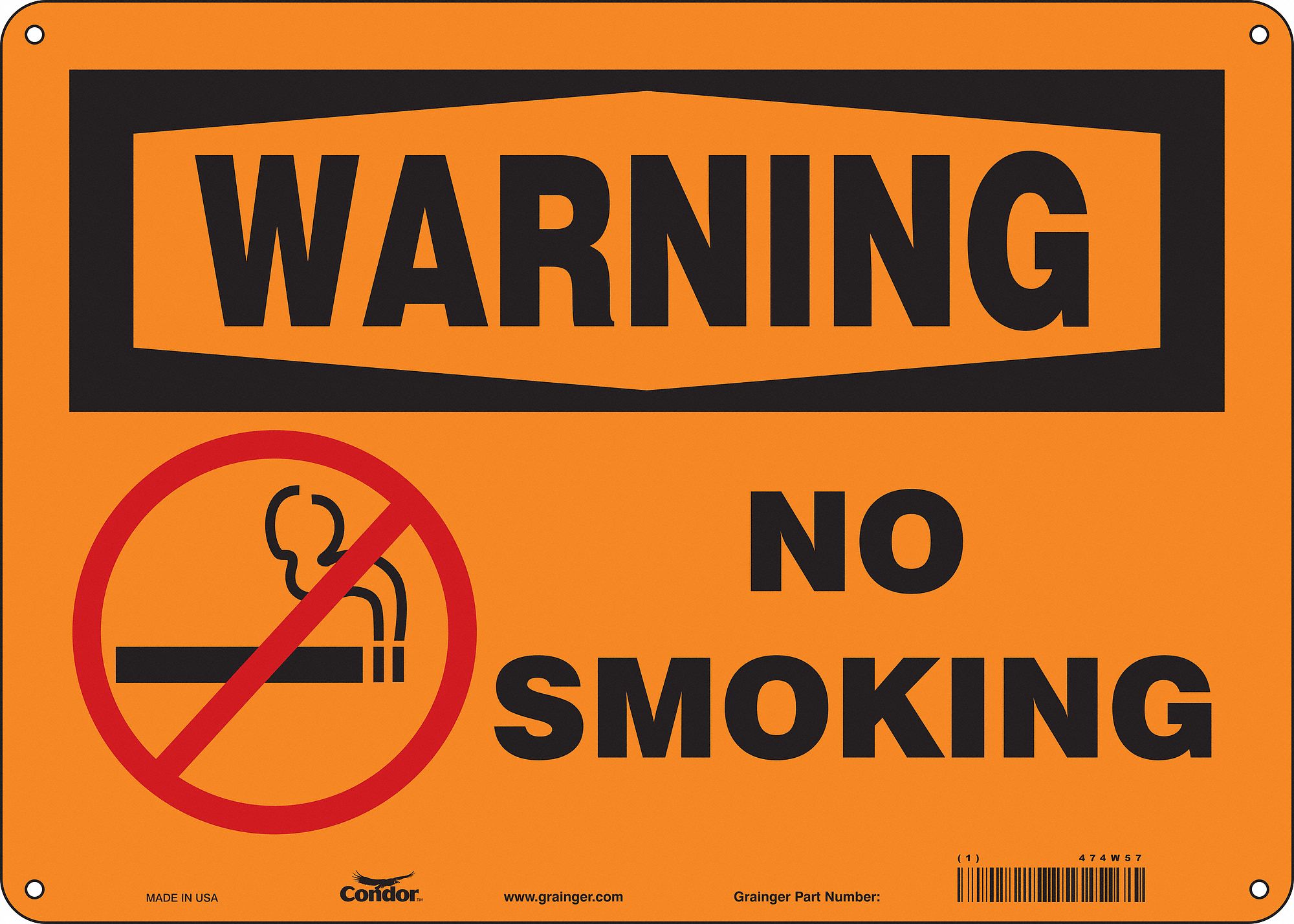 Safety Sign: Polyethylene, Mounting Holes Sign Mounting, 10 in x 14 in Nominal Sign Size
