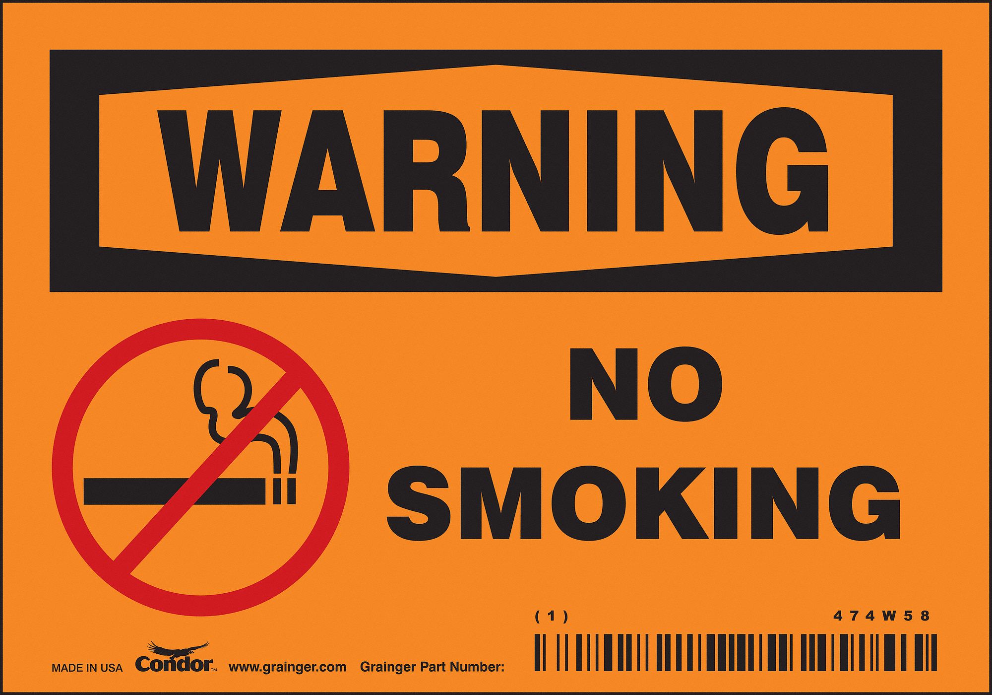 Safety Sign: Vinyl, Adhesive Sign Mounting, 3 1/2 in x 5 in Nominal Sign Size, Not Retroreflective