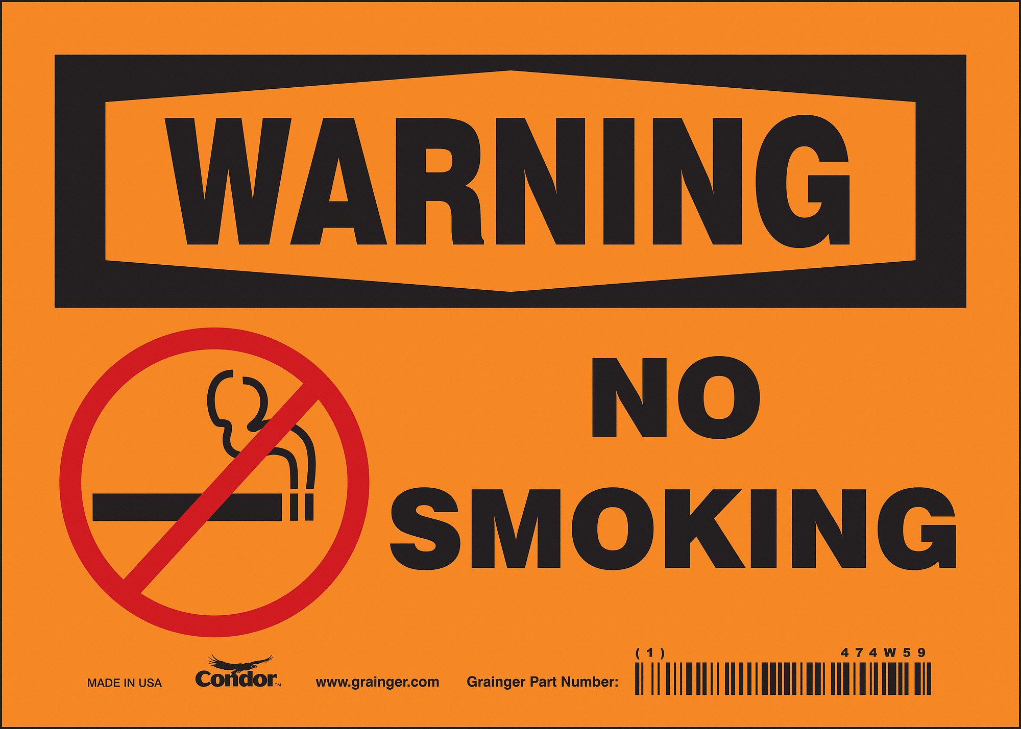 Safety Sign: Vinyl, Adhesive Sign Mounting, 5 in x 7 in Nominal Sign Size, Not Retroreflective