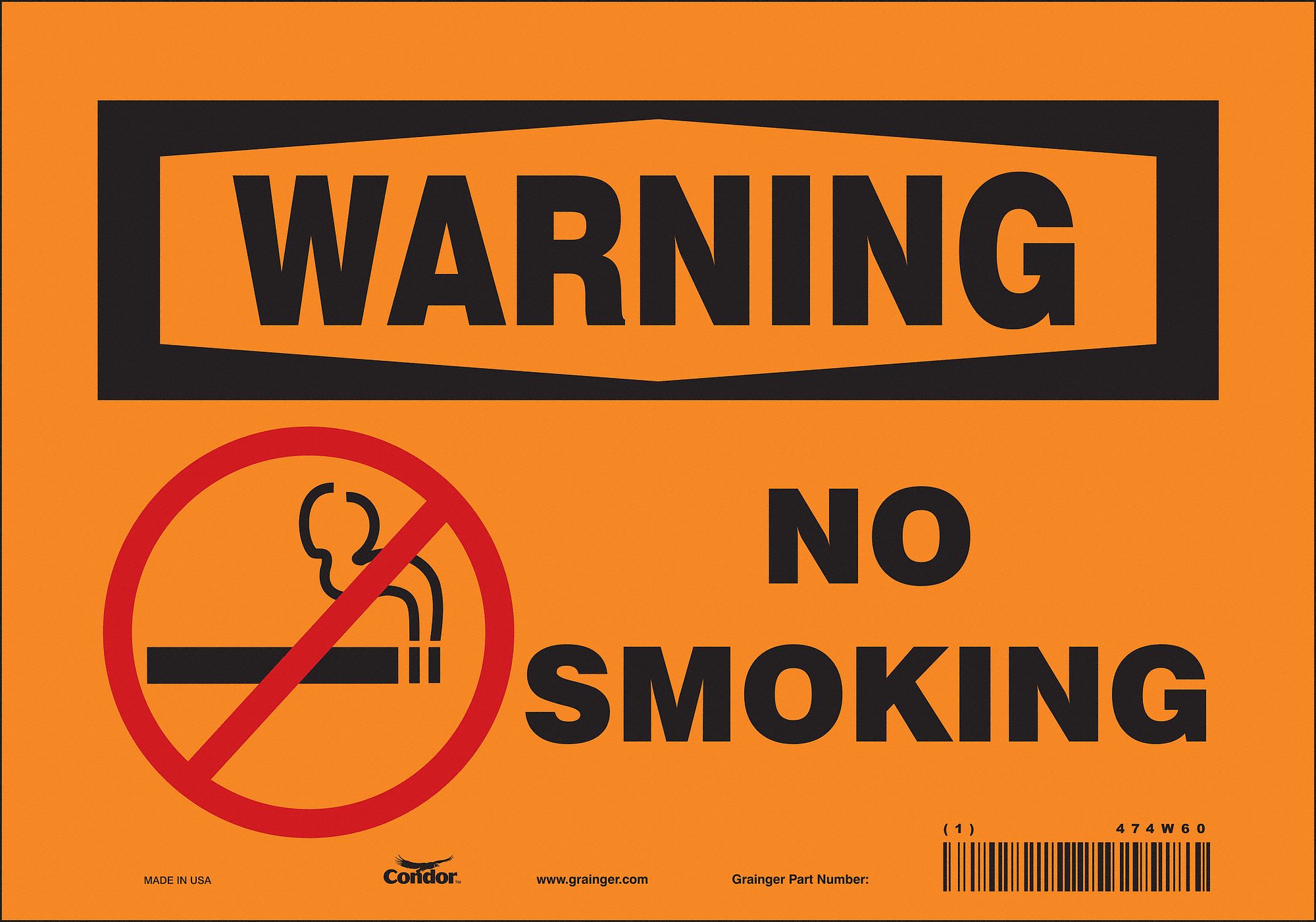 Safety Sign: Vinyl, Adhesive Sign Mounting, 7 in x 10 in Nominal Sign Size, Not Retroreflective