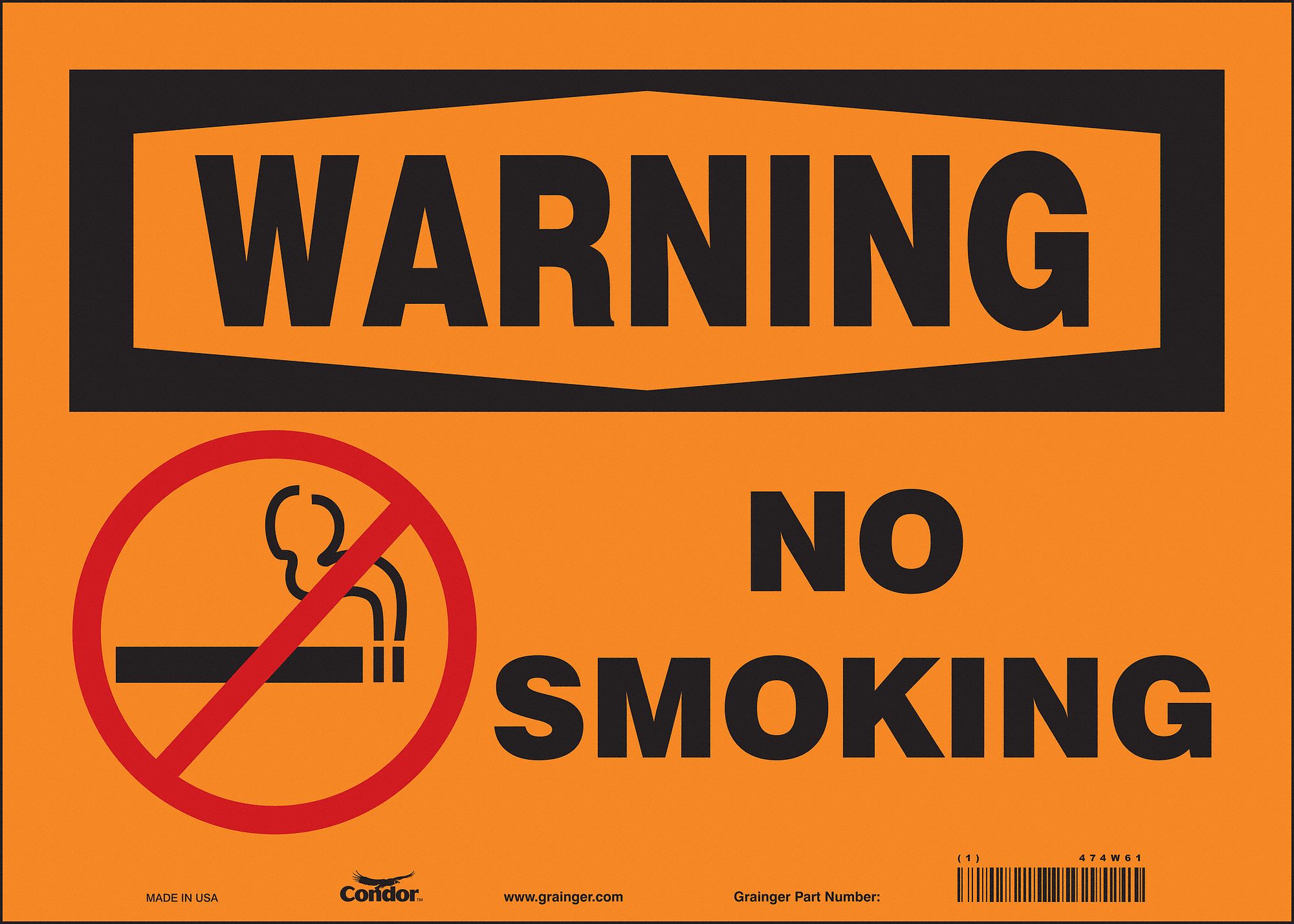 Safety Sign: Vinyl, Adhesive Sign Mounting, 10 in x 14 in Nominal Sign Size, Not Retroreflective