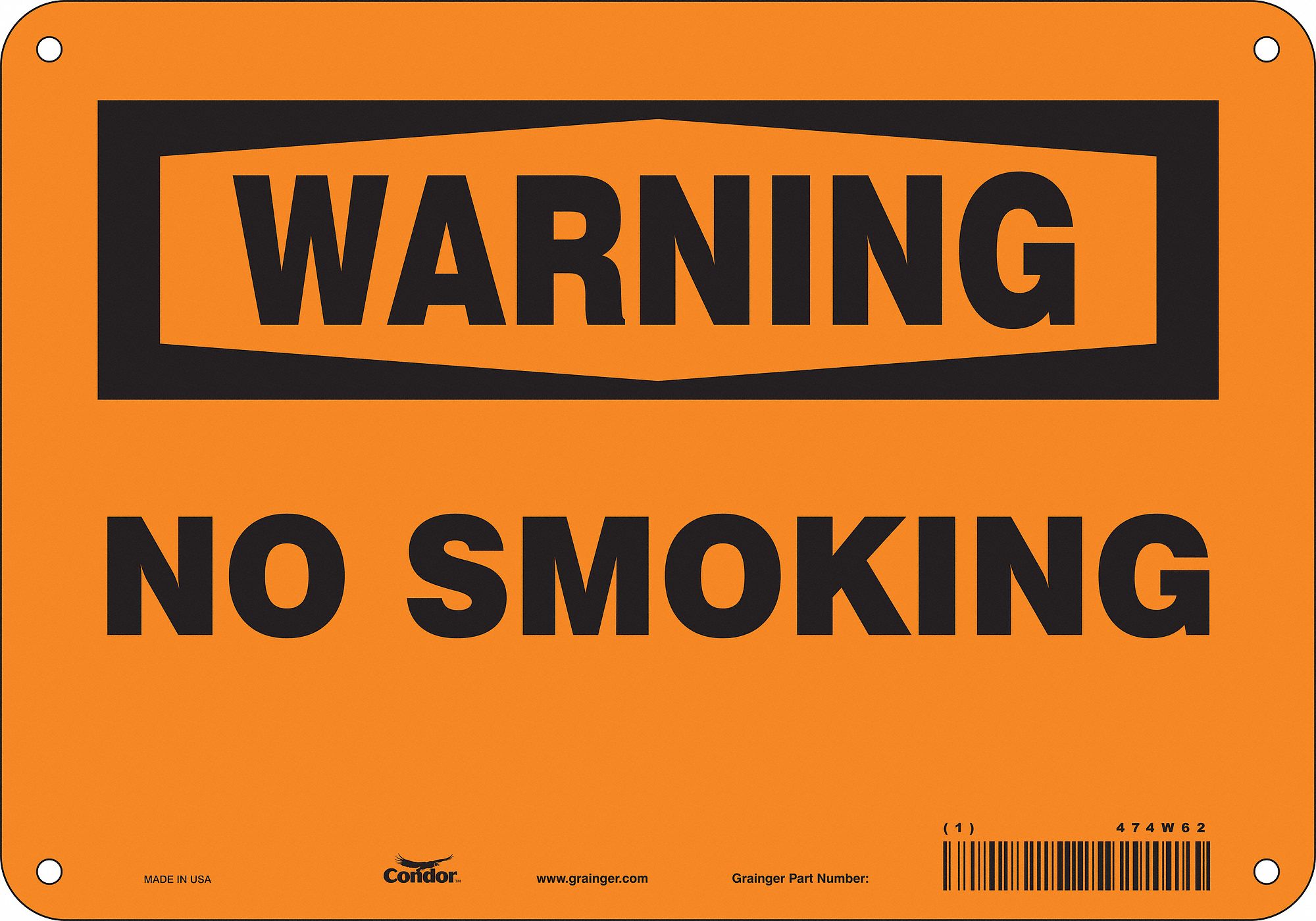 Safety Sign: Aluminum, Mounting Holes Sign Mounting, 7 in x 10 in Nominal Sign Size, 0.032 in Thick