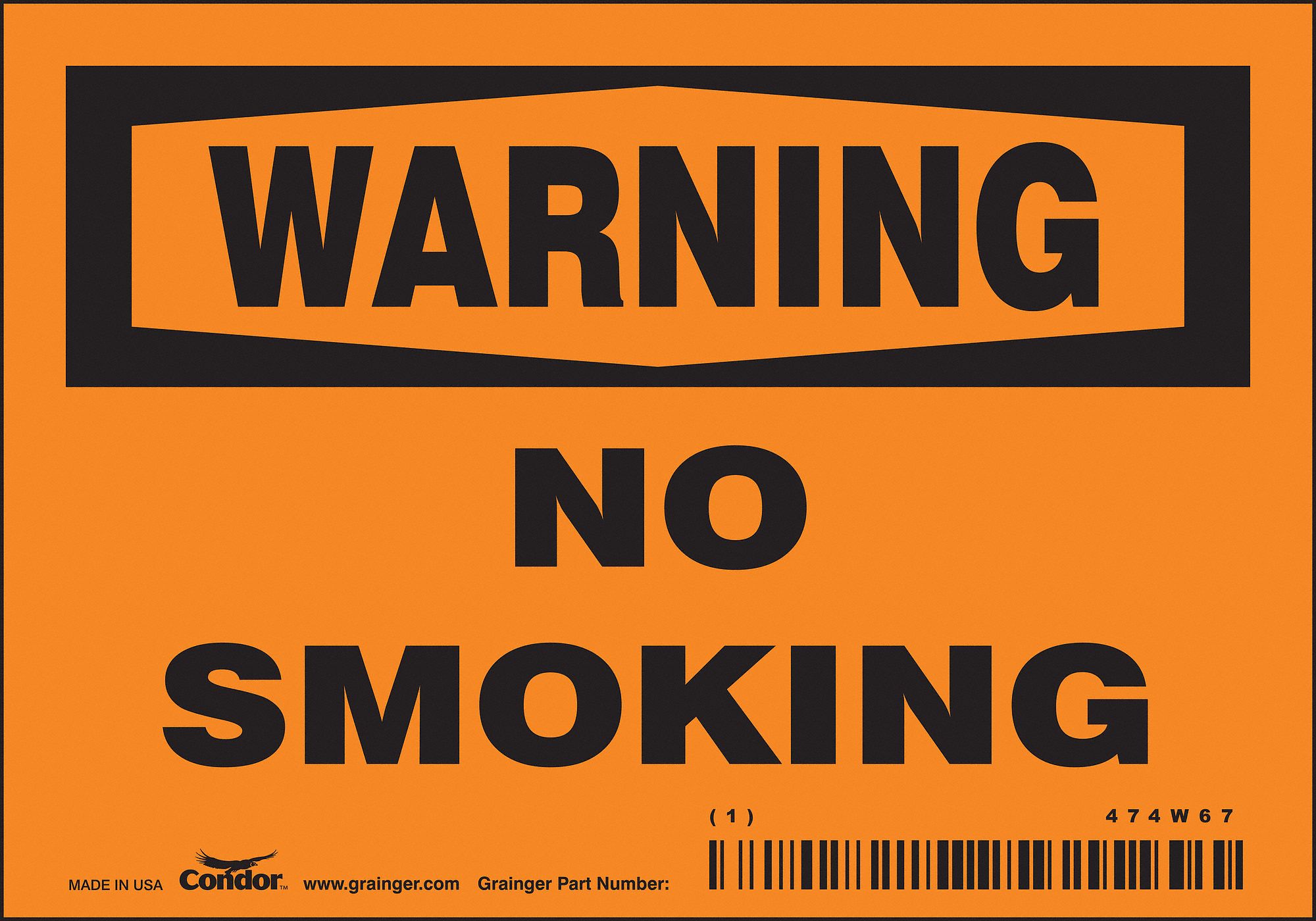 Safety Sign: Vinyl, Adhesive Sign Mounting, 3 1/2 in x 5 in Nominal Sign Size, Not Retroreflective