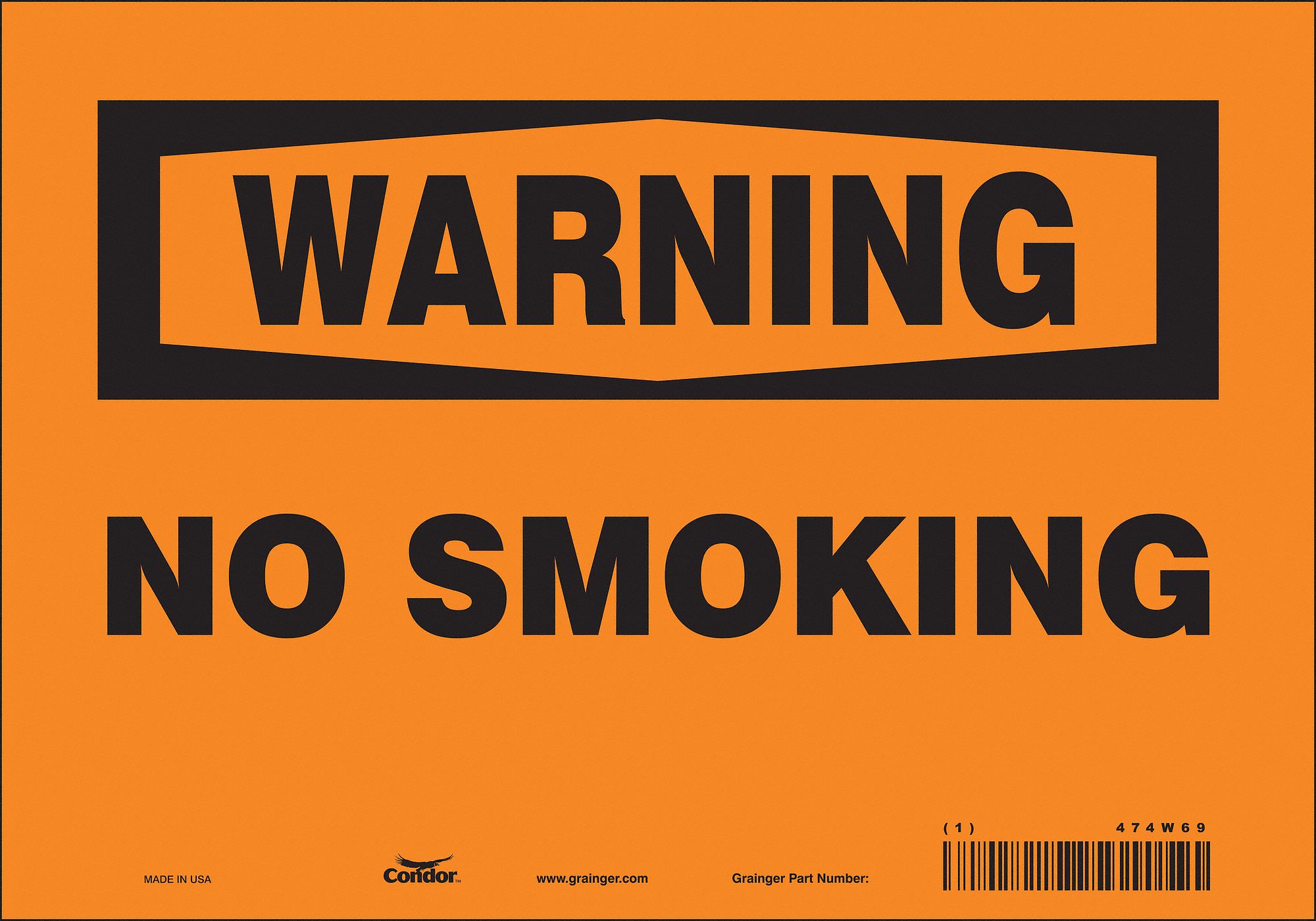 Safety Sign: Vinyl, Adhesive Sign Mounting, 7 in x 10 in Nominal Sign Size, Not Retroreflective