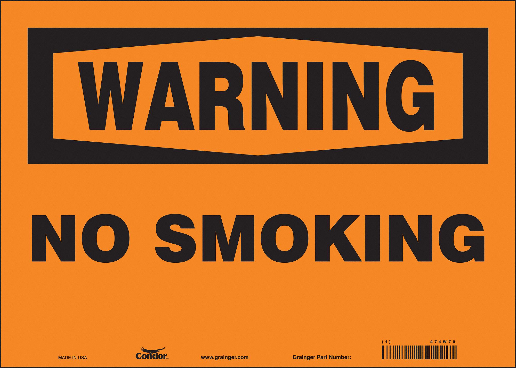 Safety Sign: Vinyl, Adhesive Sign Mounting, 10 in x 14 in Nominal Sign Size, Not Retroreflective