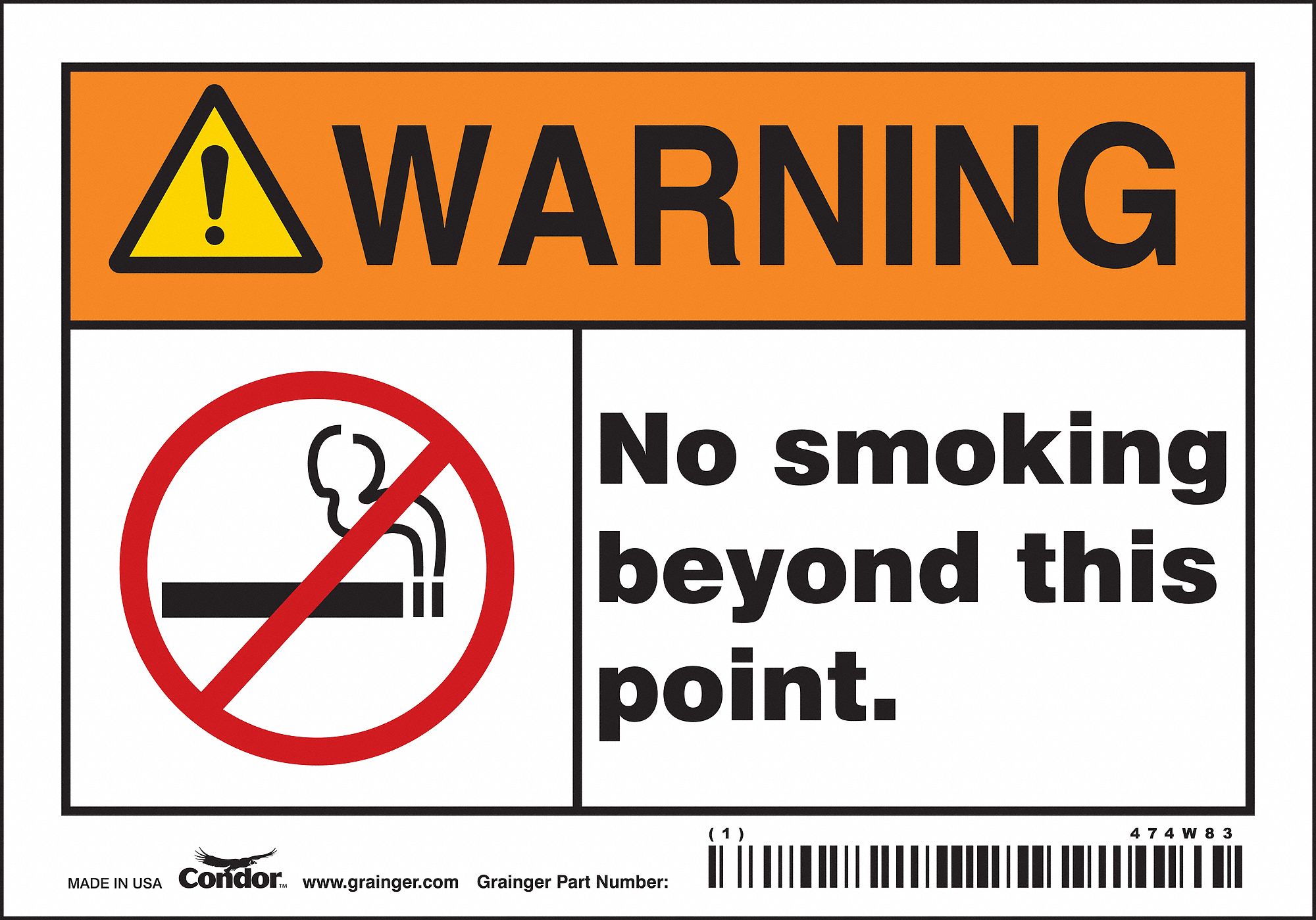 Safety Sign: Vinyl, Adhesive Sign Mounting, 3 1/2 in x 5 in Nominal Sign Size, Not Retroreflective