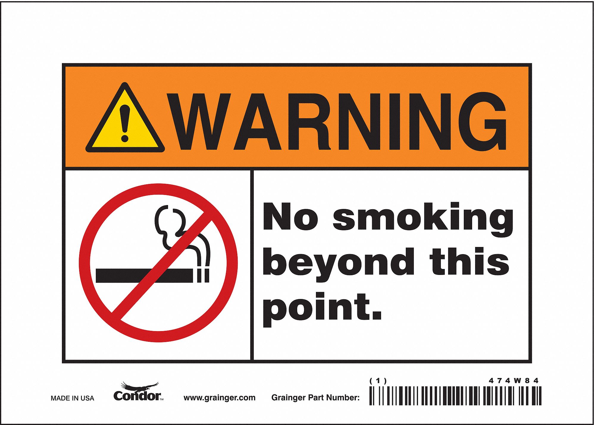 Safety Sign: Vinyl, Adhesive Sign Mounting, 5 in x 7 in Nominal Sign Size, Not Retroreflective