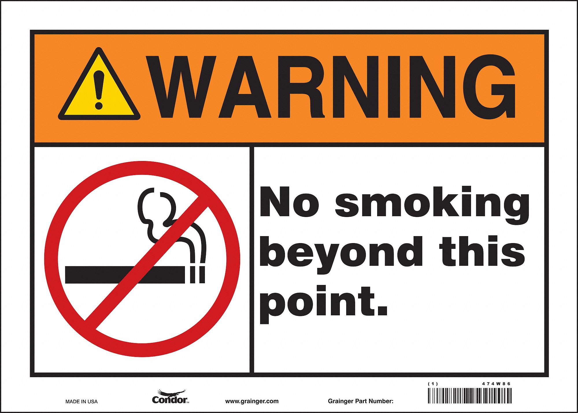 Safety Sign: Vinyl, Adhesive Sign Mounting, 10 in x 14 in Nominal Sign Size, Not Retroreflective
