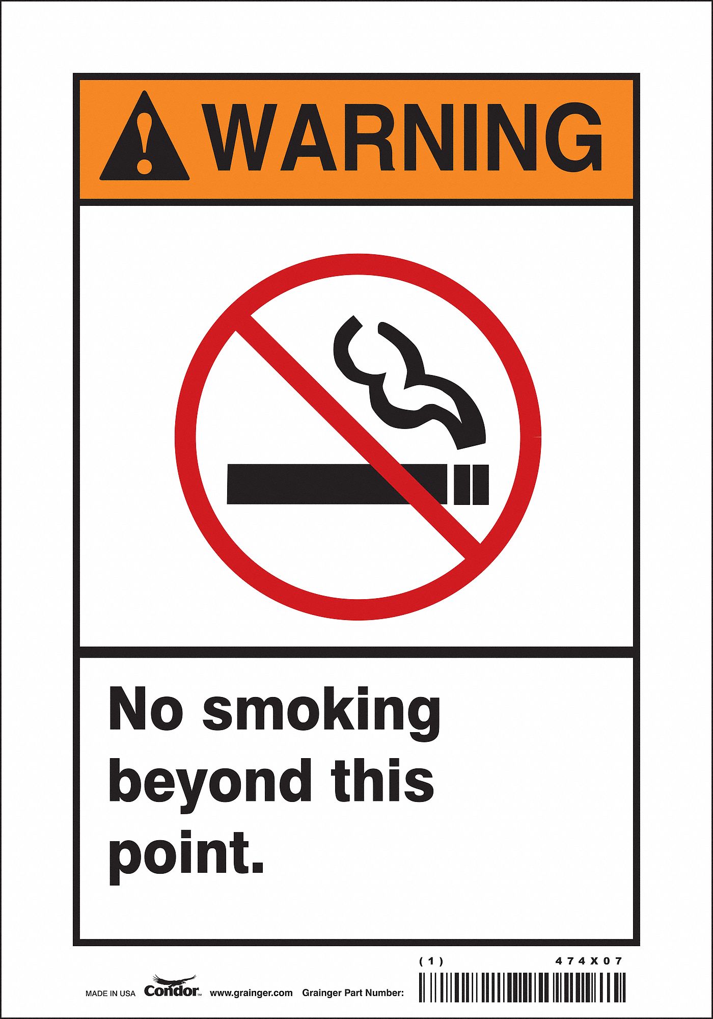 Safety Sign: Vinyl, Adhesive Sign Mounting, 10 in x 7 in Nominal Sign Size, Not Retroreflective
