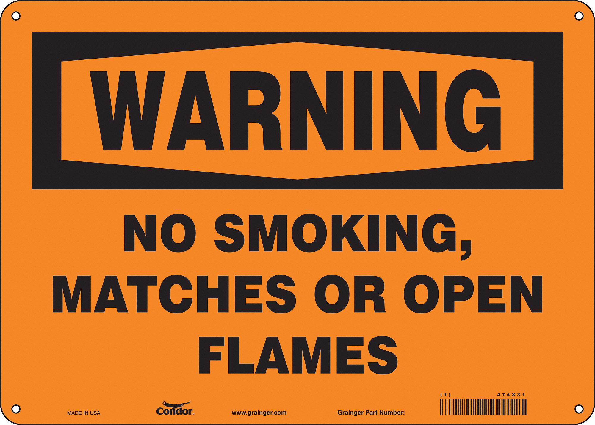 Safety Sign: Aluminum, Mounting Holes Sign Mounting, 10 in x 14 in Nominal Sign Size, 0.032 in Thick