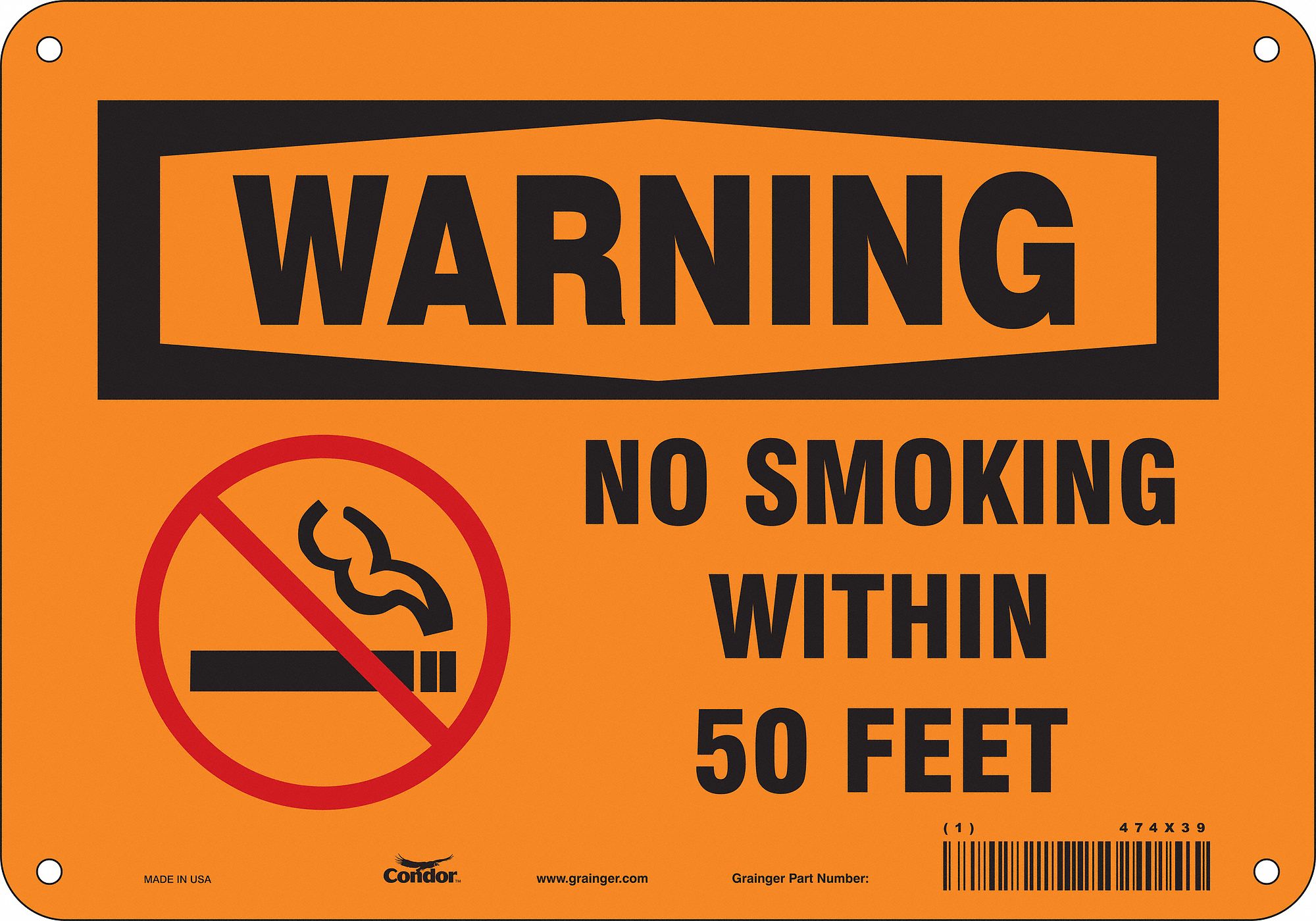 Safety Sign: Aluminum, Mounting Holes Sign Mounting, 7 in x 10 in Nominal Sign Size, 0.032 in Thick