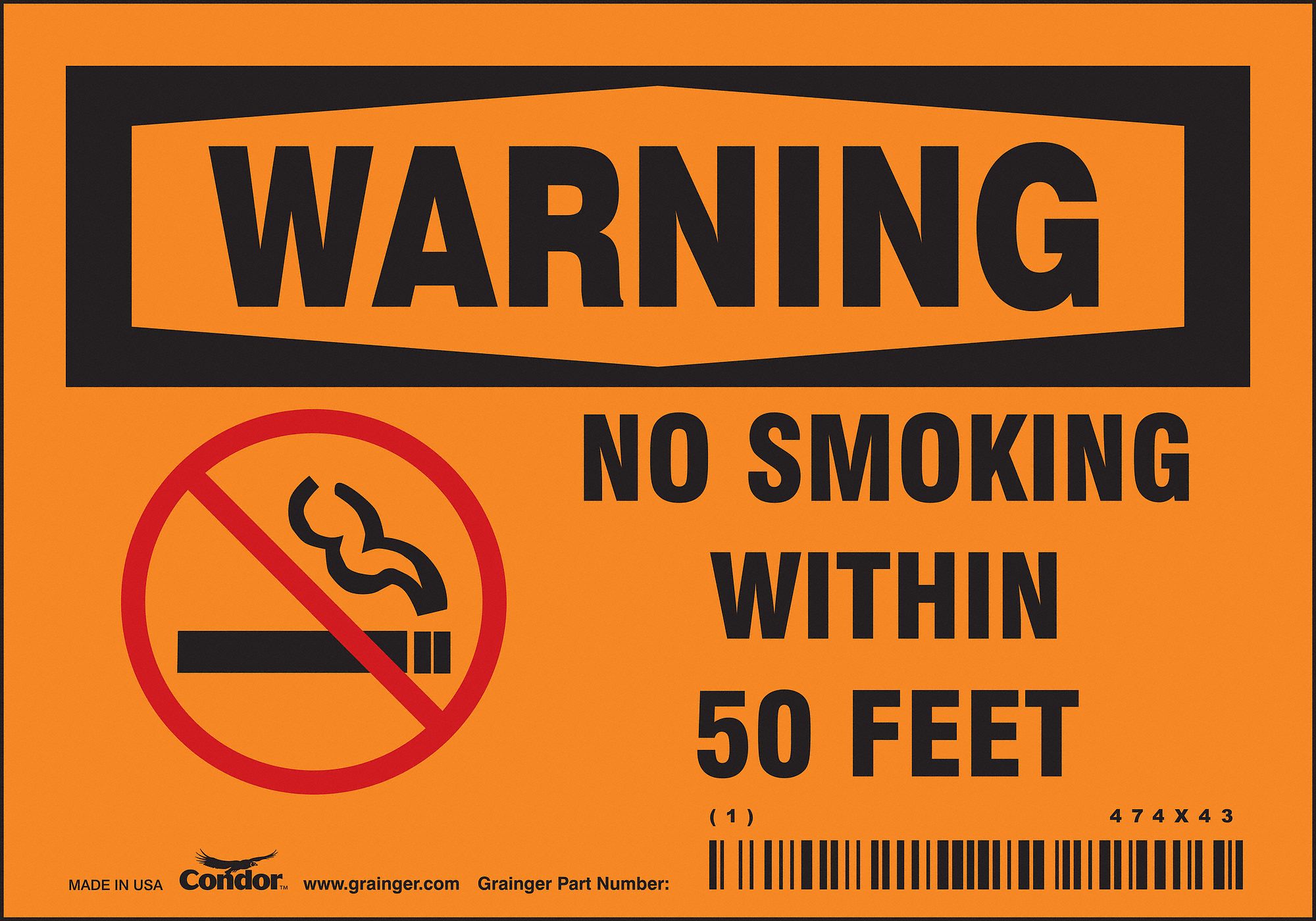 Safety Sign: Vinyl, Adhesive Sign Mounting, 3 1/2 in x 5 in Nominal Sign Size, Not Retroreflective
