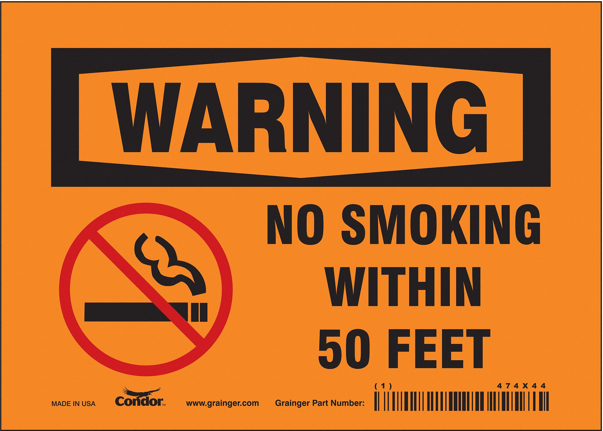 Safety Sign: Vinyl, Adhesive Sign Mounting, 5 in x 7 in Nominal Sign Size, Not Retroreflective