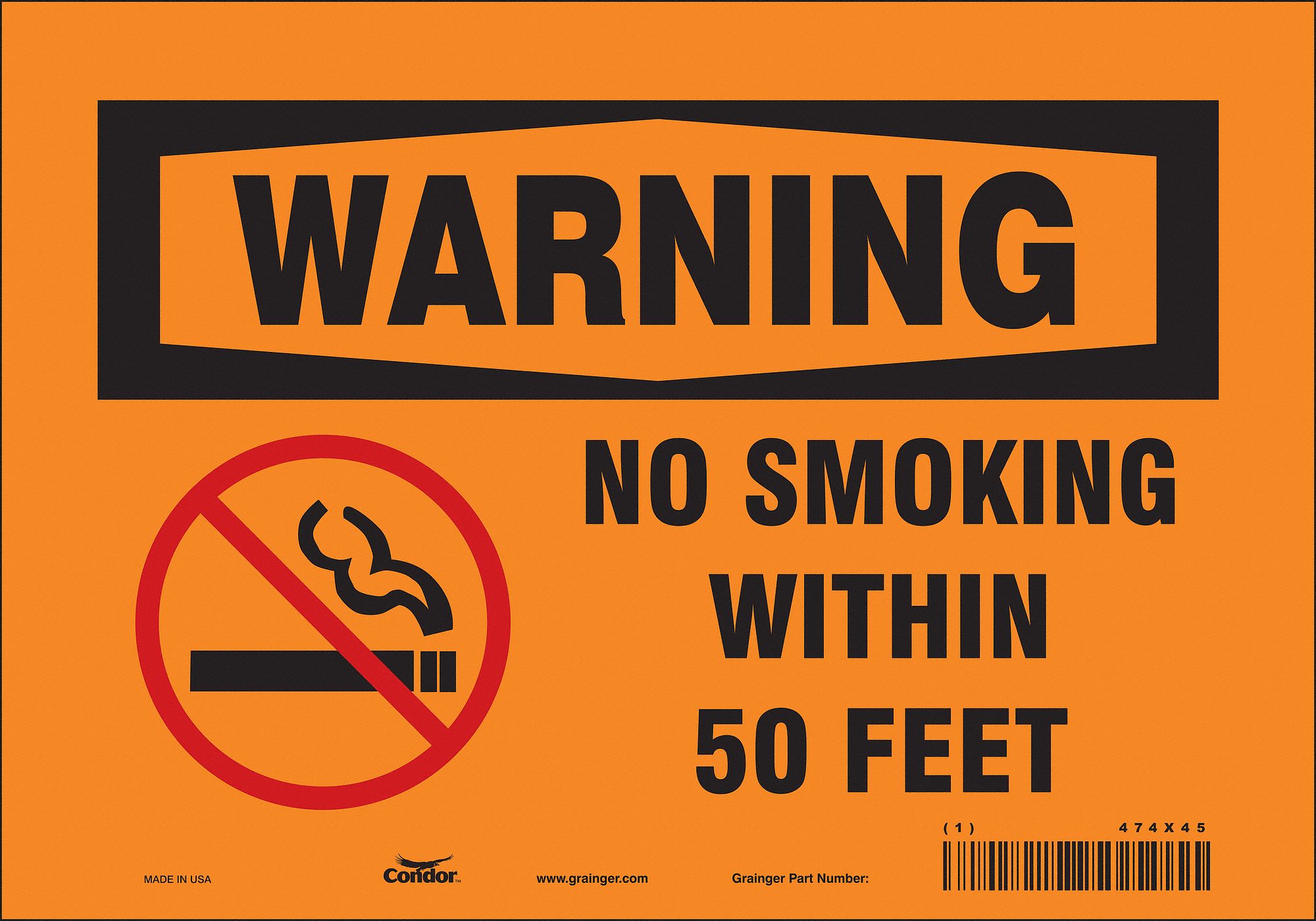 Safety Sign: Vinyl, Adhesive Sign Mounting, 7 in x 10 in Nominal Sign Size, Not Retroreflective