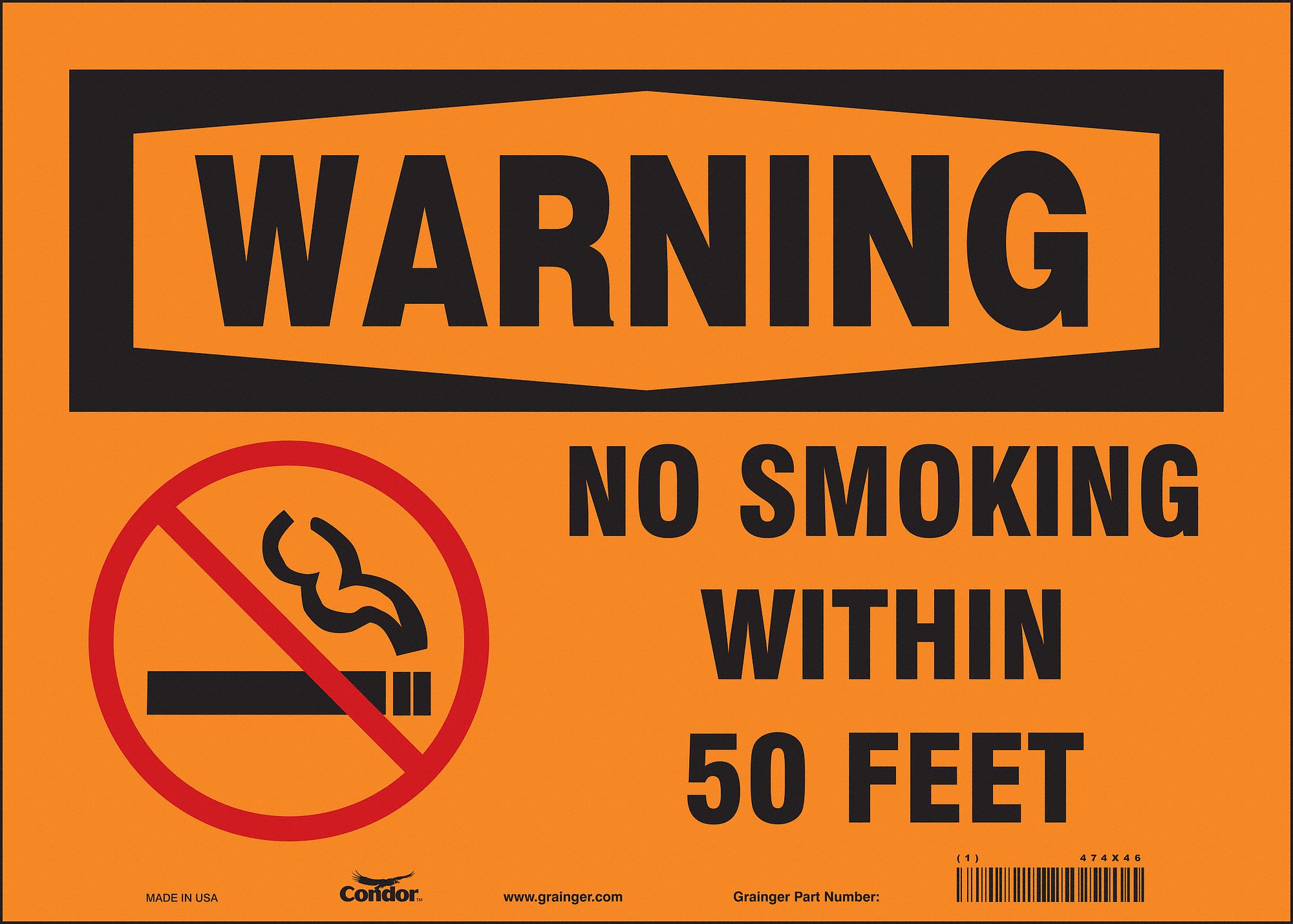 Safety Sign: Vinyl, Adhesive Sign Mounting, 10 in x 14 in Nominal Sign Size, Not Retroreflective