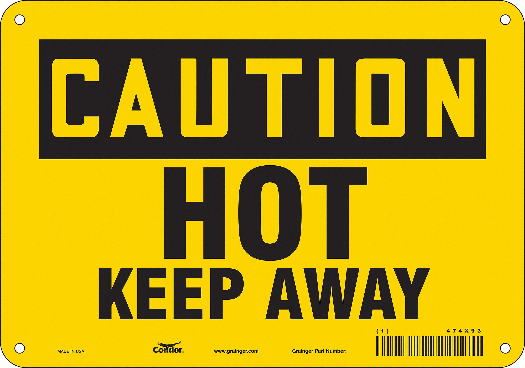 Safety Sign: Aluminum, Mounting Holes Sign Mounting, 7 in x 10 in Nominal Sign Size, 0.032 in Thick