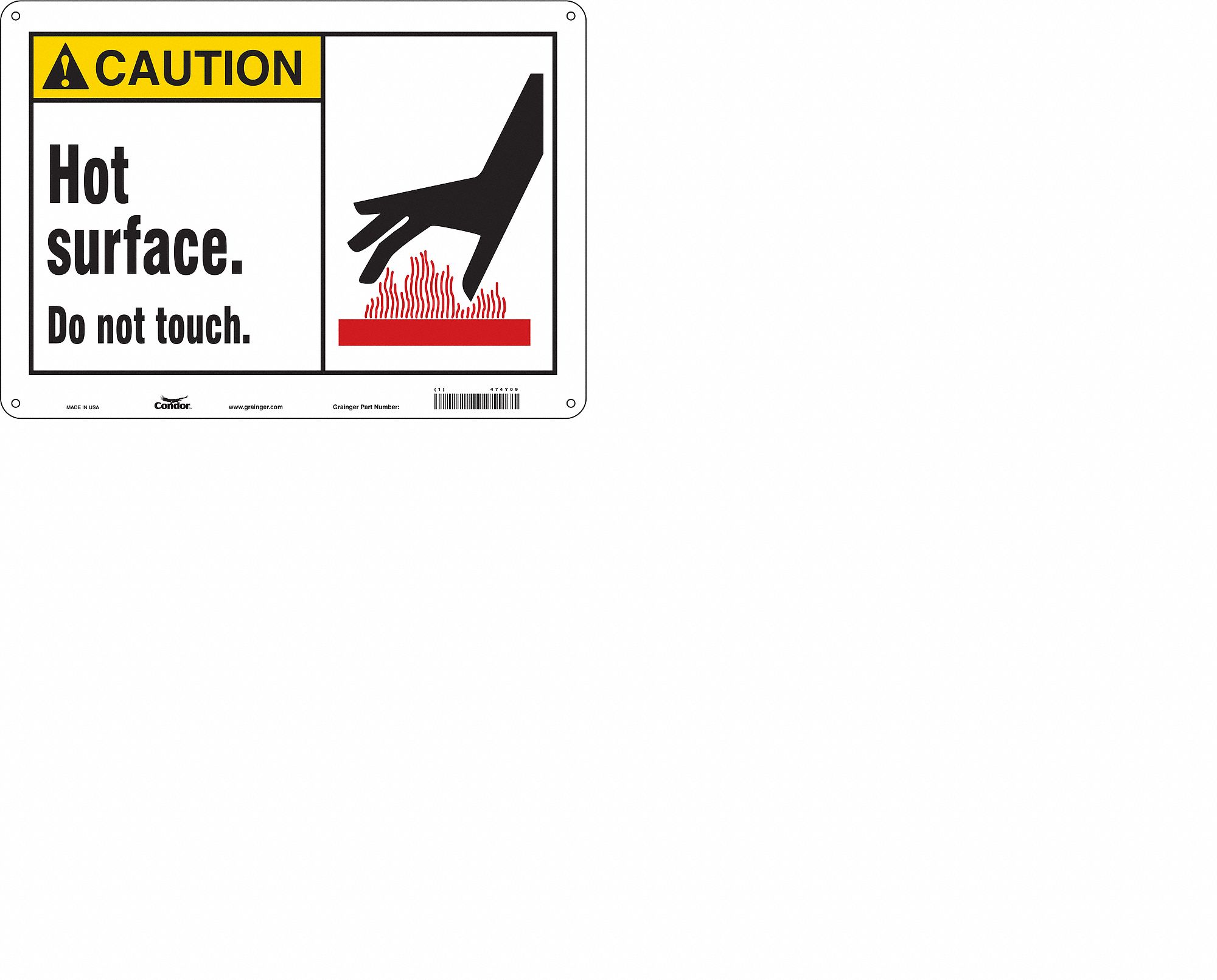 Safety Sign: Aluminum, Mounting Holes Sign Mounting, 10 in x 14 in Nominal Sign Size, 0.032 in Thick
